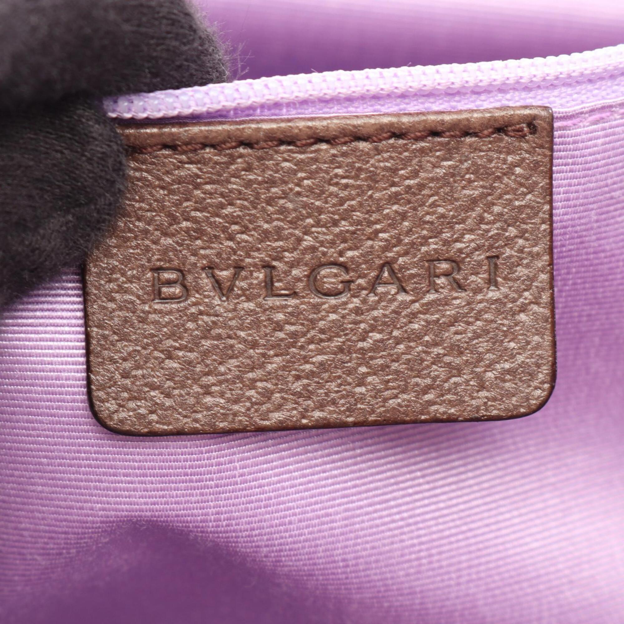 Bvlgari Beige Brown Canvas Leather Handbag Shoulder Bag (Pre-Owned)