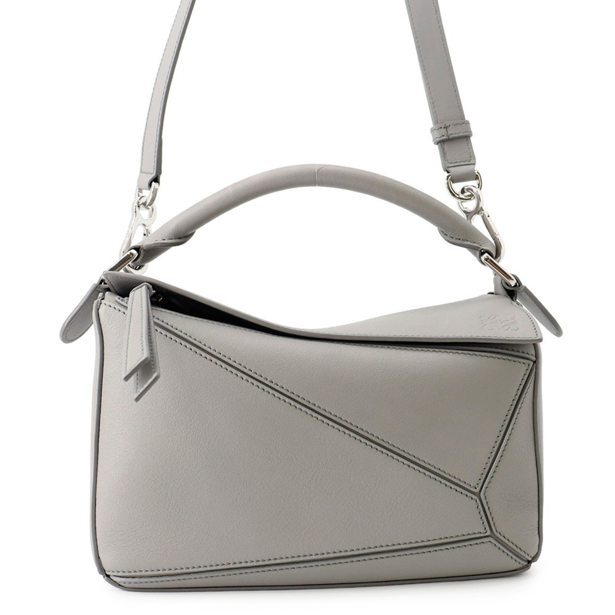 Loewe Puzzle Gray Leather Handbag Shoulder Bag (Pre-Owned)
