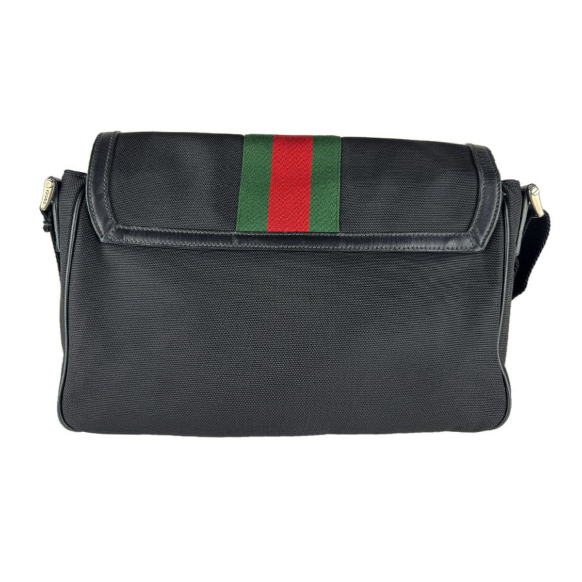 Gucci Black Green Red Color Canvas Messenger Bag Shoulder Bag (Pre-Owned)