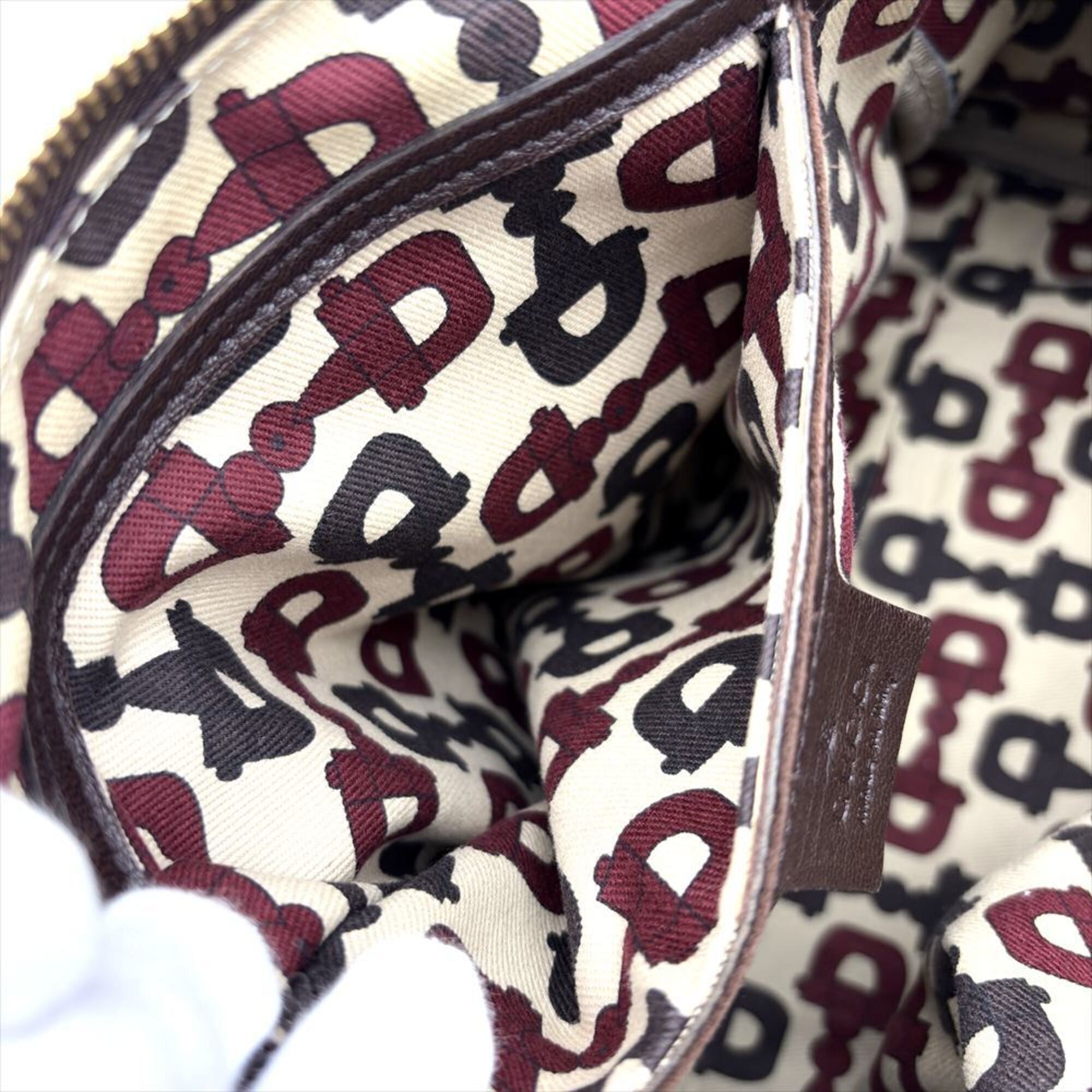Gucci Brown Gg Leather Boston Bag Handbag (Pre-Owned)
