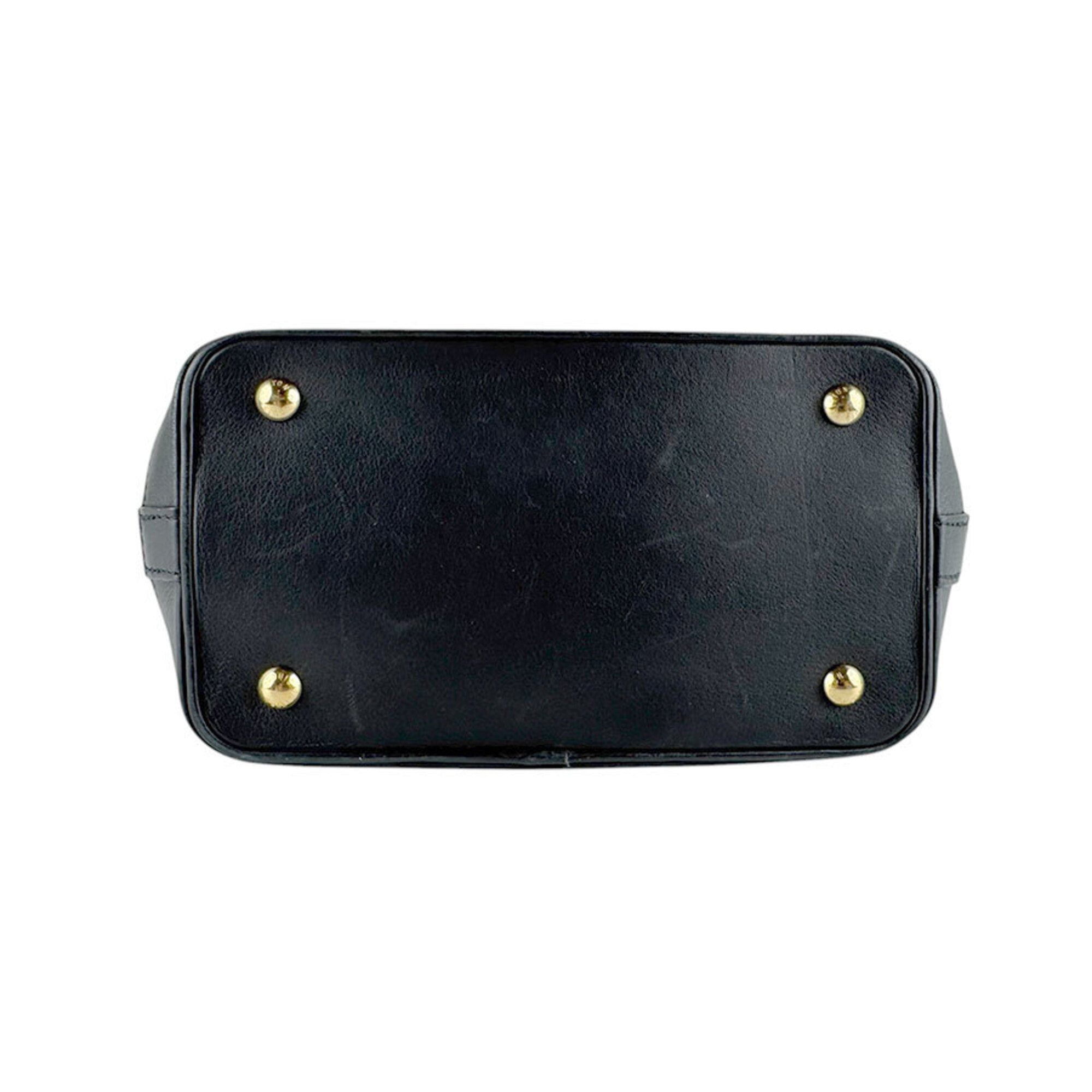 Louis Vuitton Black Leather Handbag Shoulder Bag (Pre-Owned)