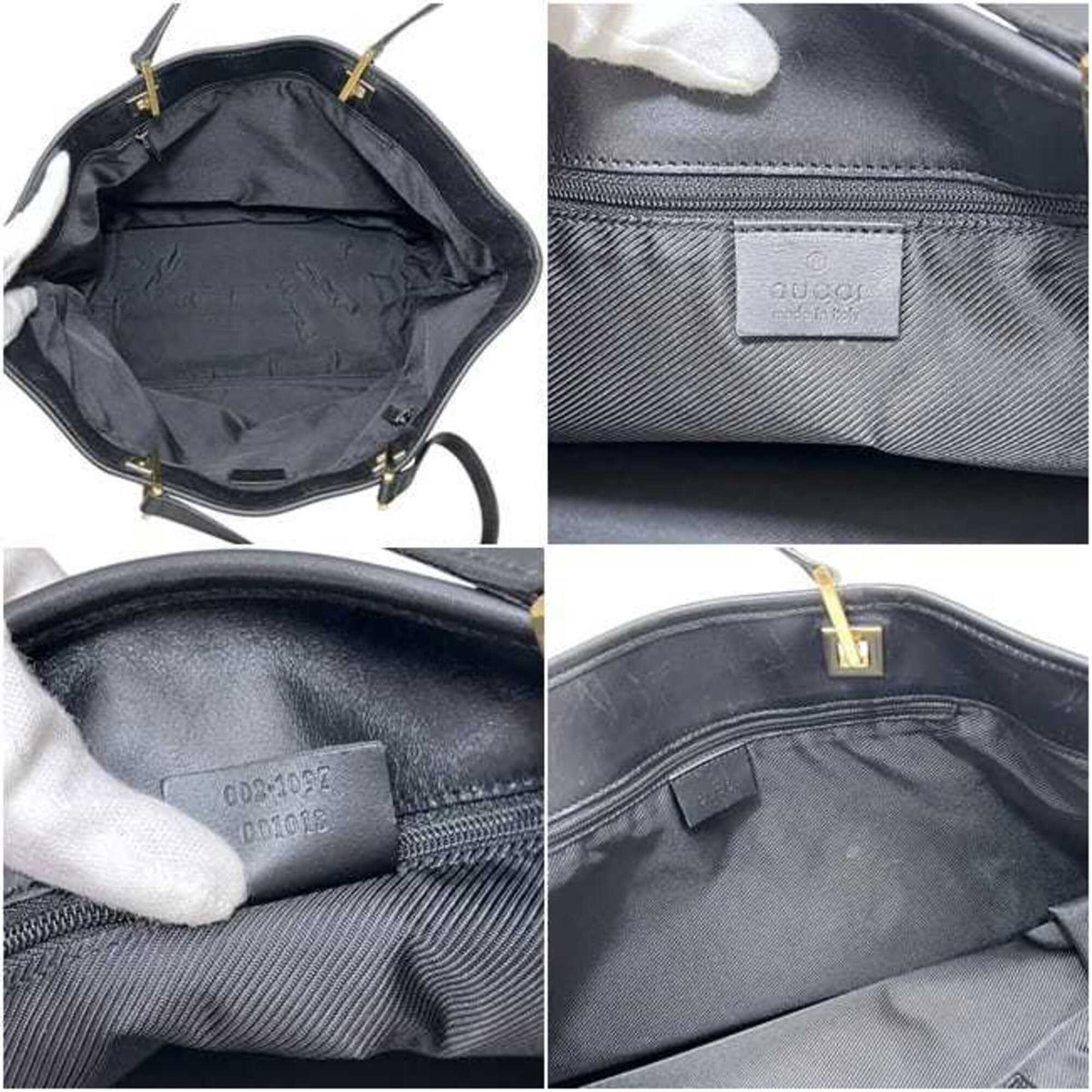 Gucci Black Gg Canvas Leather Tote Bag (Pre-Owned)