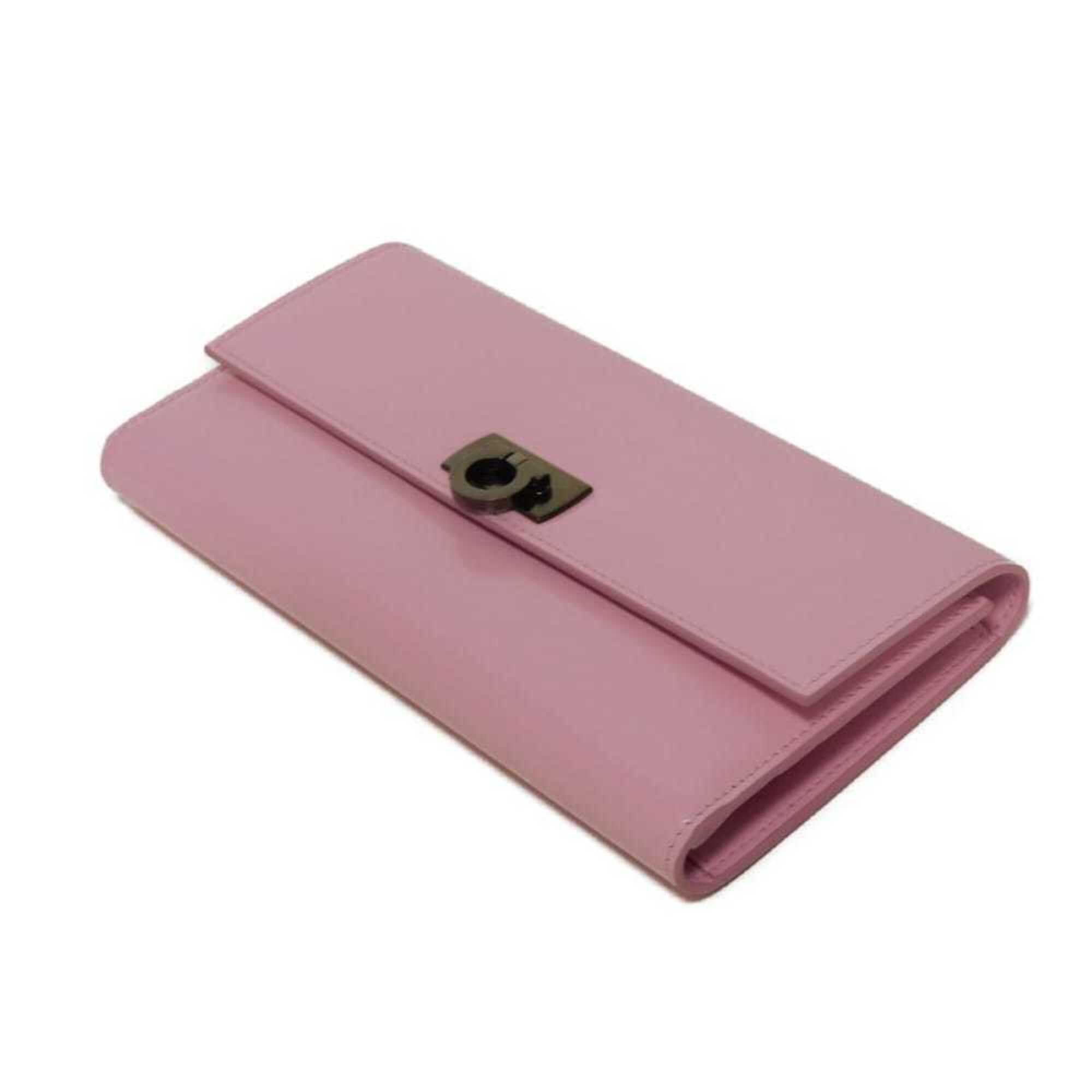 Salvatore Ferragamo Pink Leather Long Wallet (Tri-Fold) (Pre-Owned)
