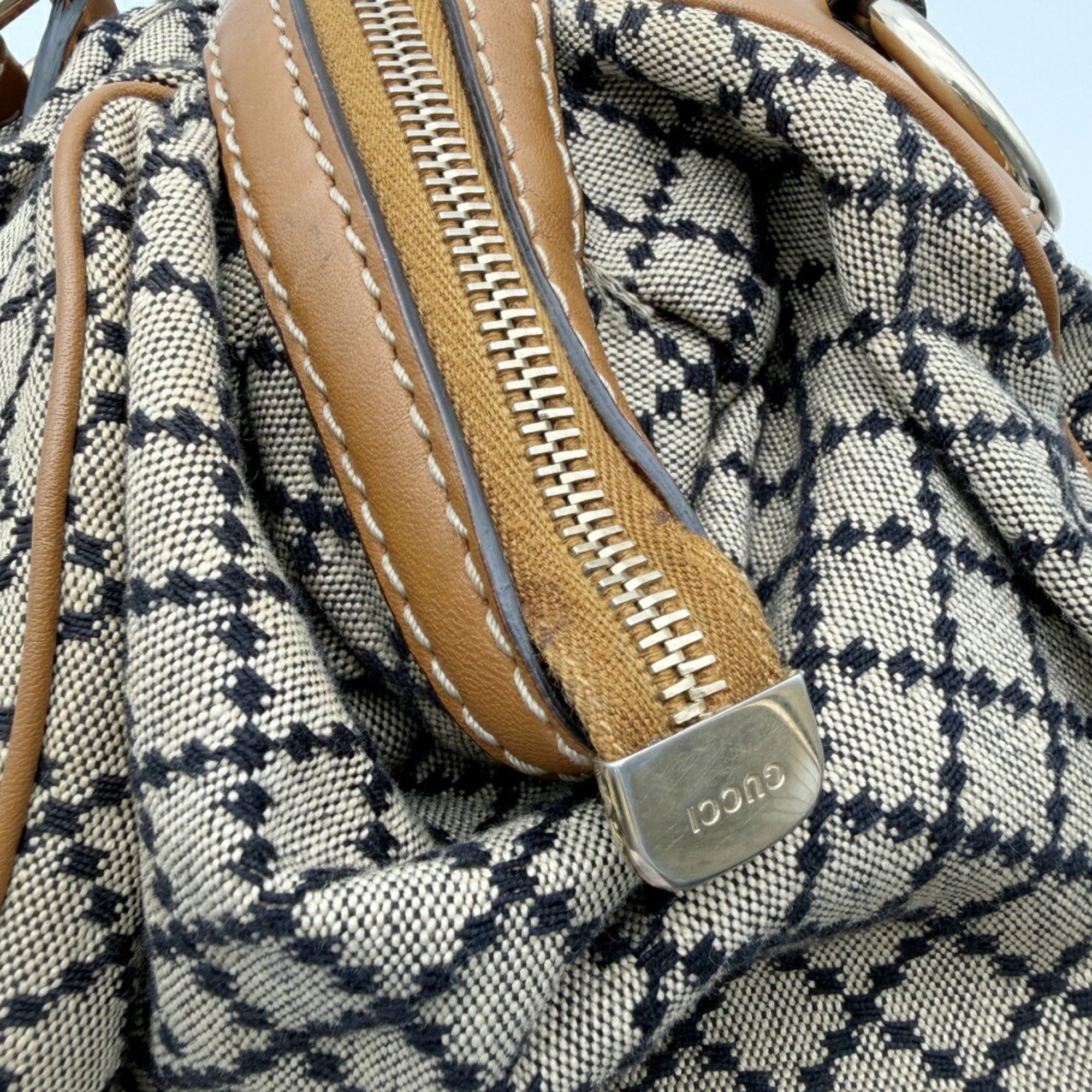Gucci Brown Canvas Leather Shoulder Bag (Pre-Owned)