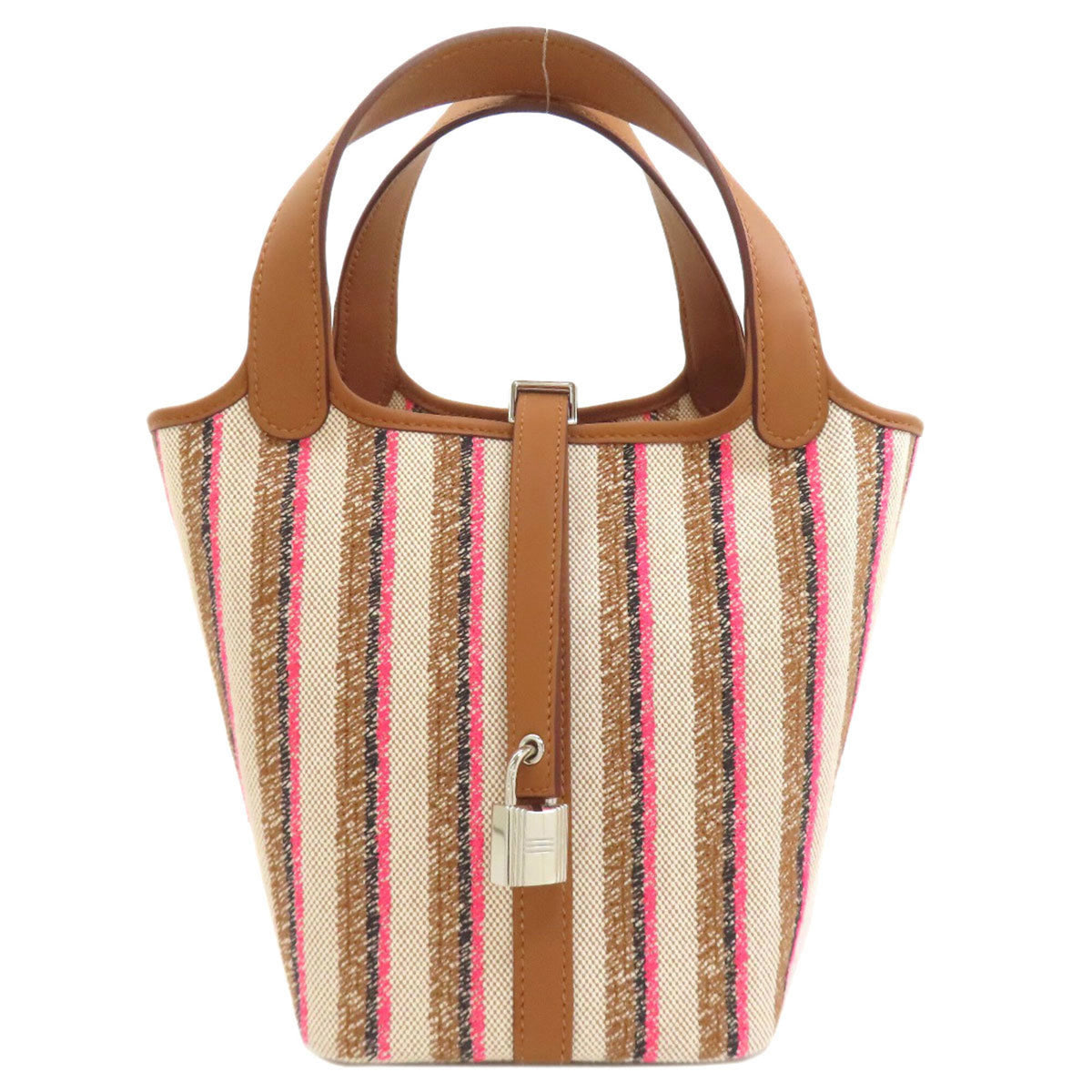 Hermes Picotin Ecru Fauve Gold Toile H Swift Leather Handbag (Pre-Owned)