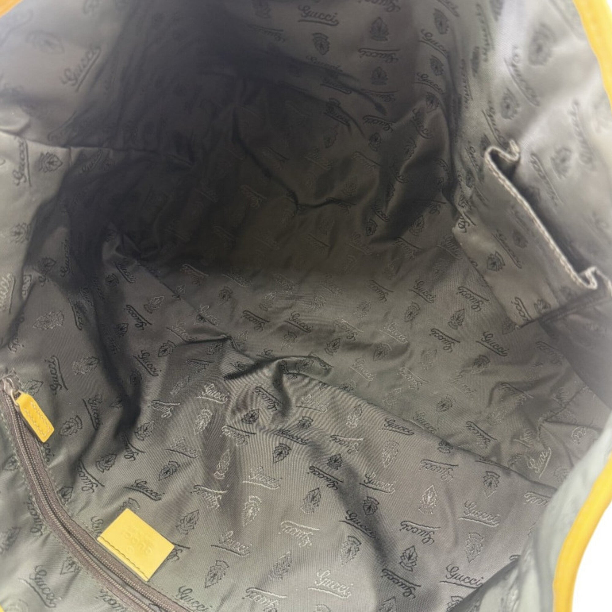 Gucci Beige Yellow Gg Canvas Patent Leather Tote Bag (Pre-Owned)