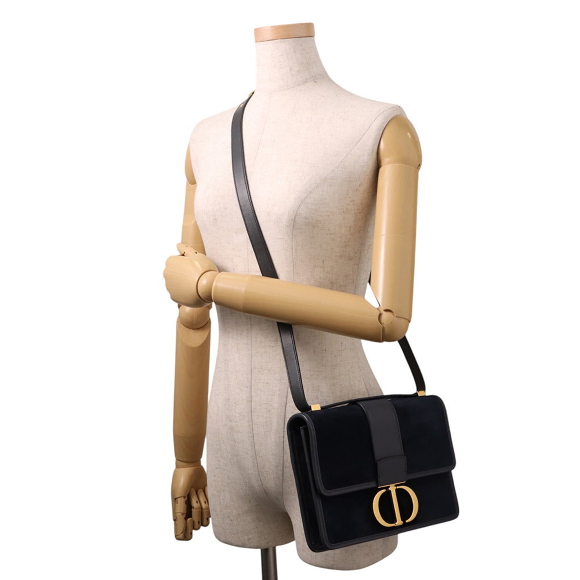 Christian Dior Navy Velvet Leather Handbag Shoulder Bag (Pre-Owned)