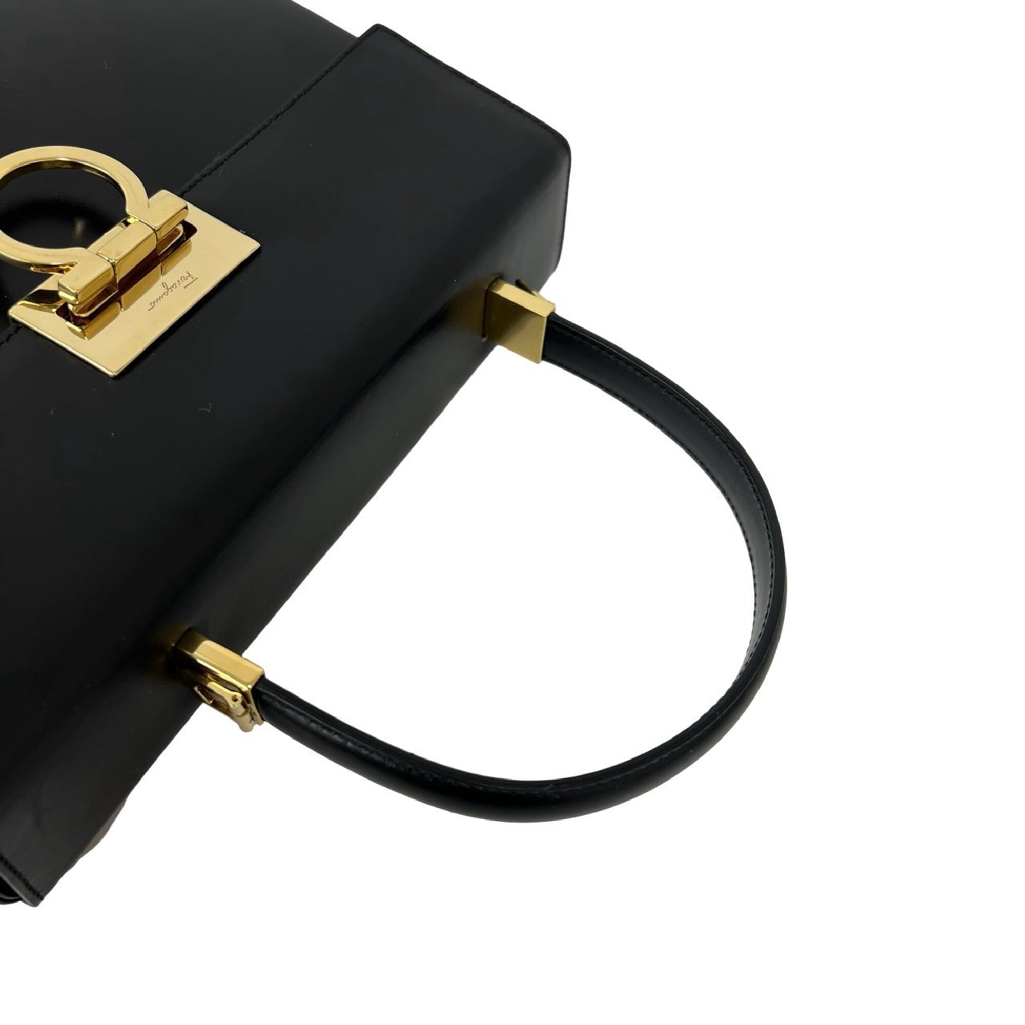 Salvatore Ferragamo Black Leather Handbag Shoulder Bag (Pre-Owned)