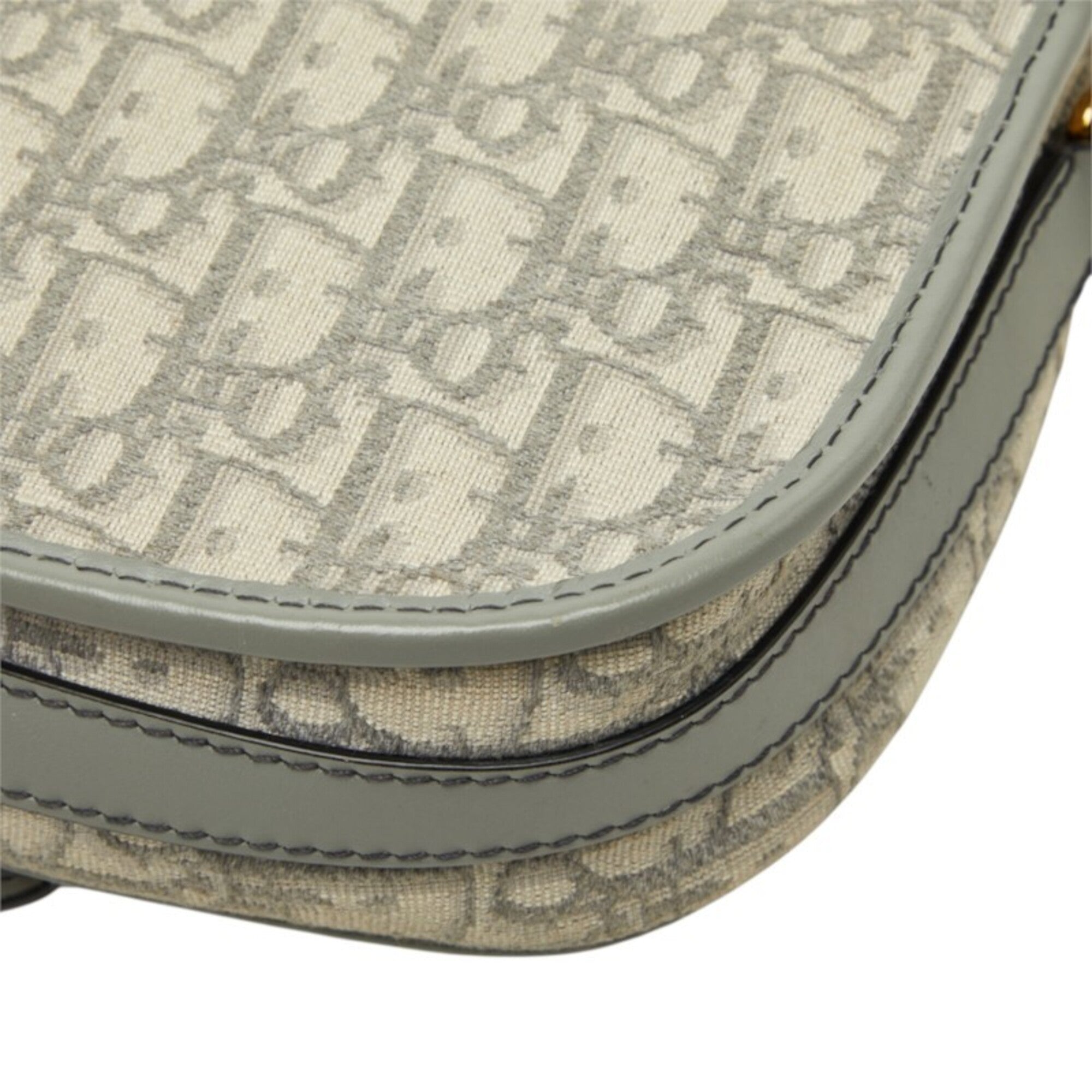 Christian Dior Gold Gray Canvas Leather Shoulder Bag (Pre-Owned)