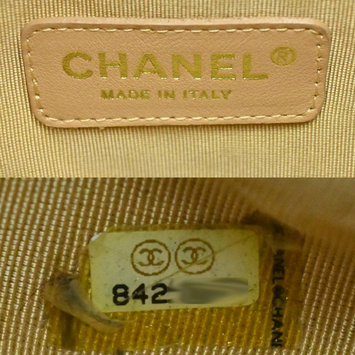 Chanel Beige Grained Calfskin Shoulder Bag (Pre-Owned)