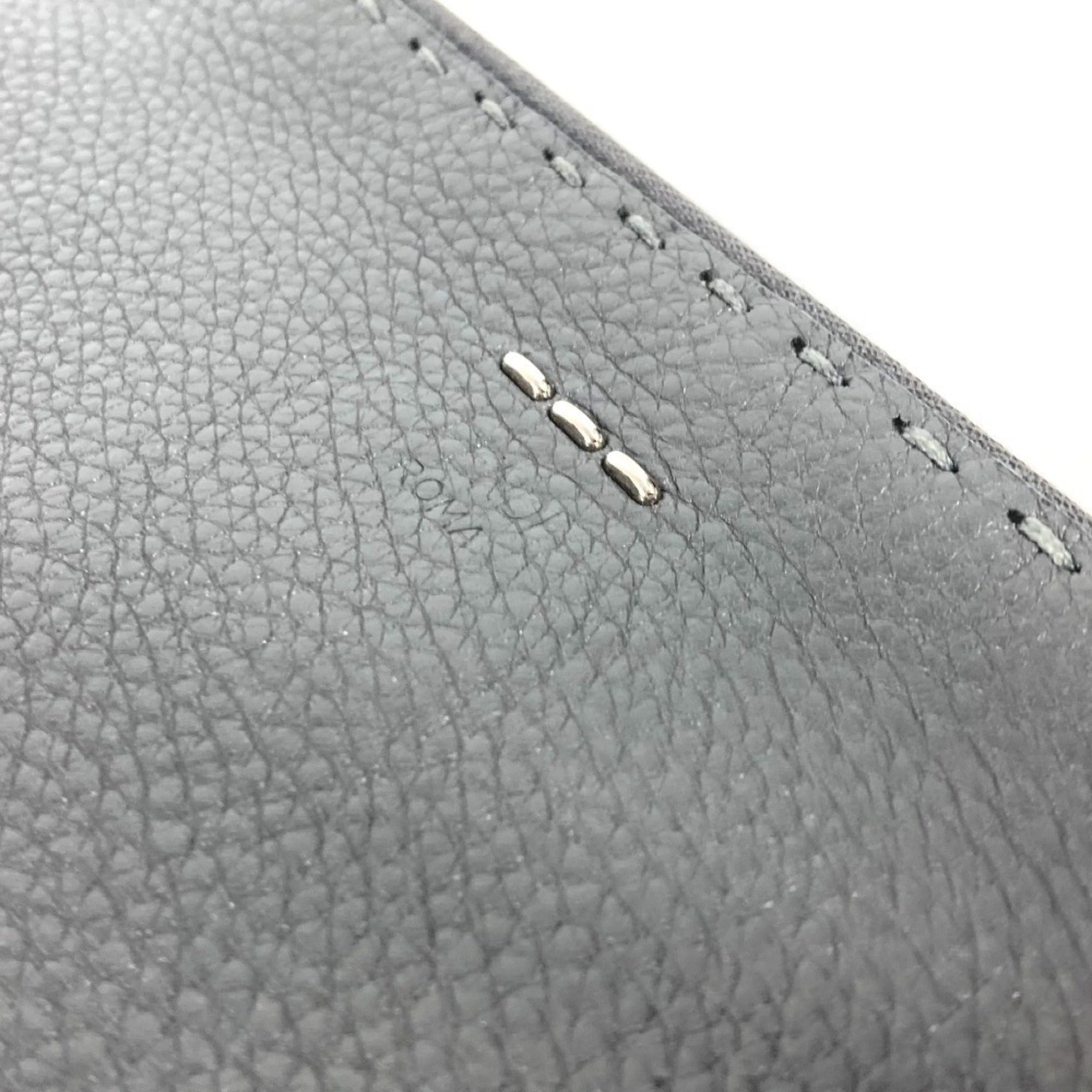 Fendi Selleria Black Blue Dark Gray Leather Clutch Bag Pouch (Pre-Owned)