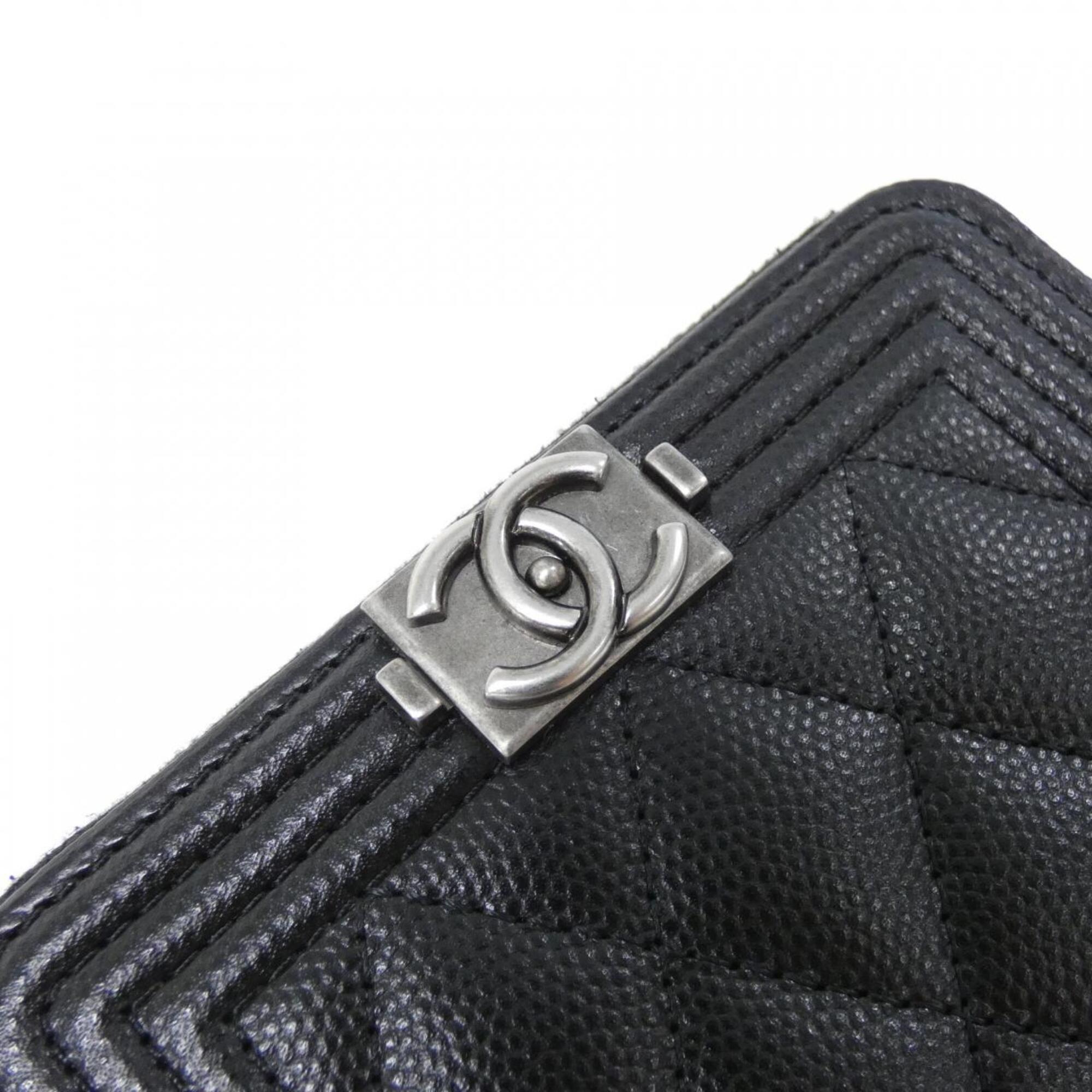 Chanel Black Grained Calfskin Coin Purse/Coin Case (Pre-Owned)