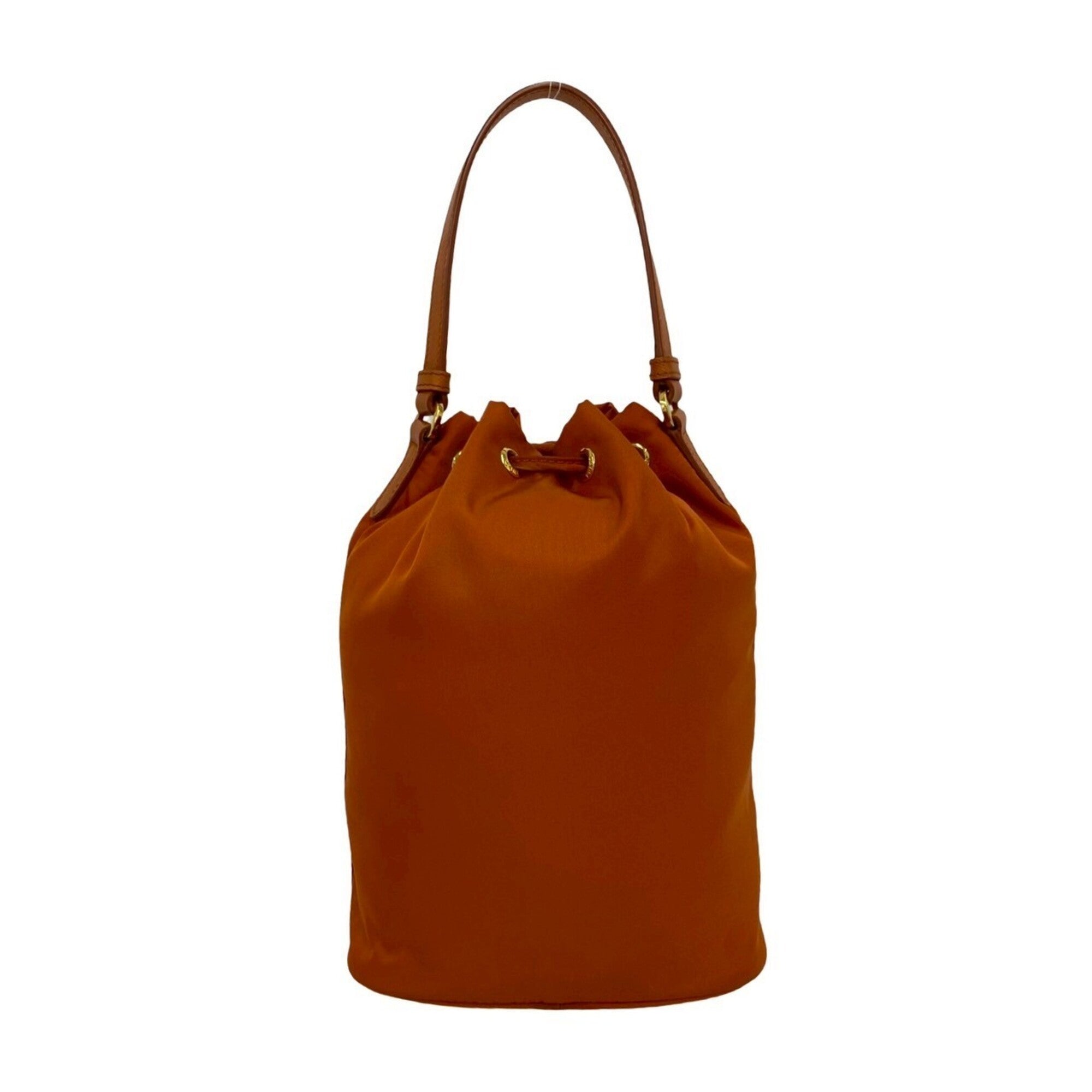 Prada Orange Nylon Leather Handbag Shoulder Bag (Pre-Owned)