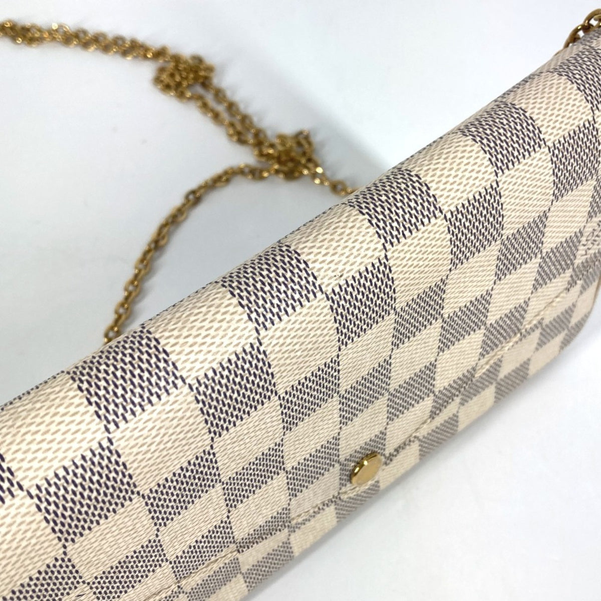 Louis Vuitton Pink Rose Ballerine White Damier Azur Chain/Shoulder Wallet (Pre-Owned)