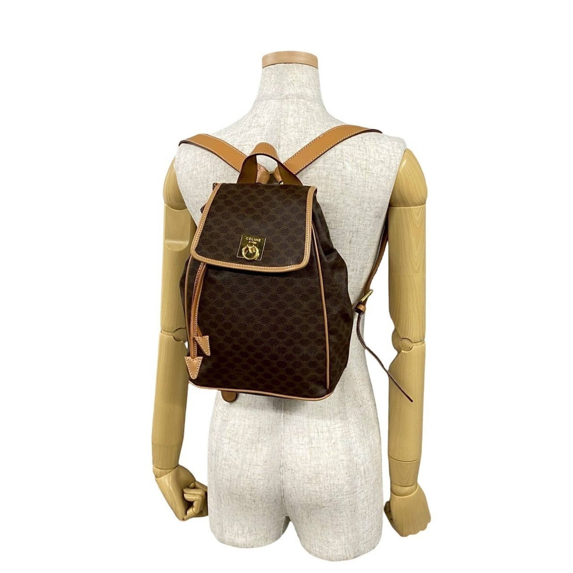 Celine Brown Leather Pvc Backpack (Pre-Owned)