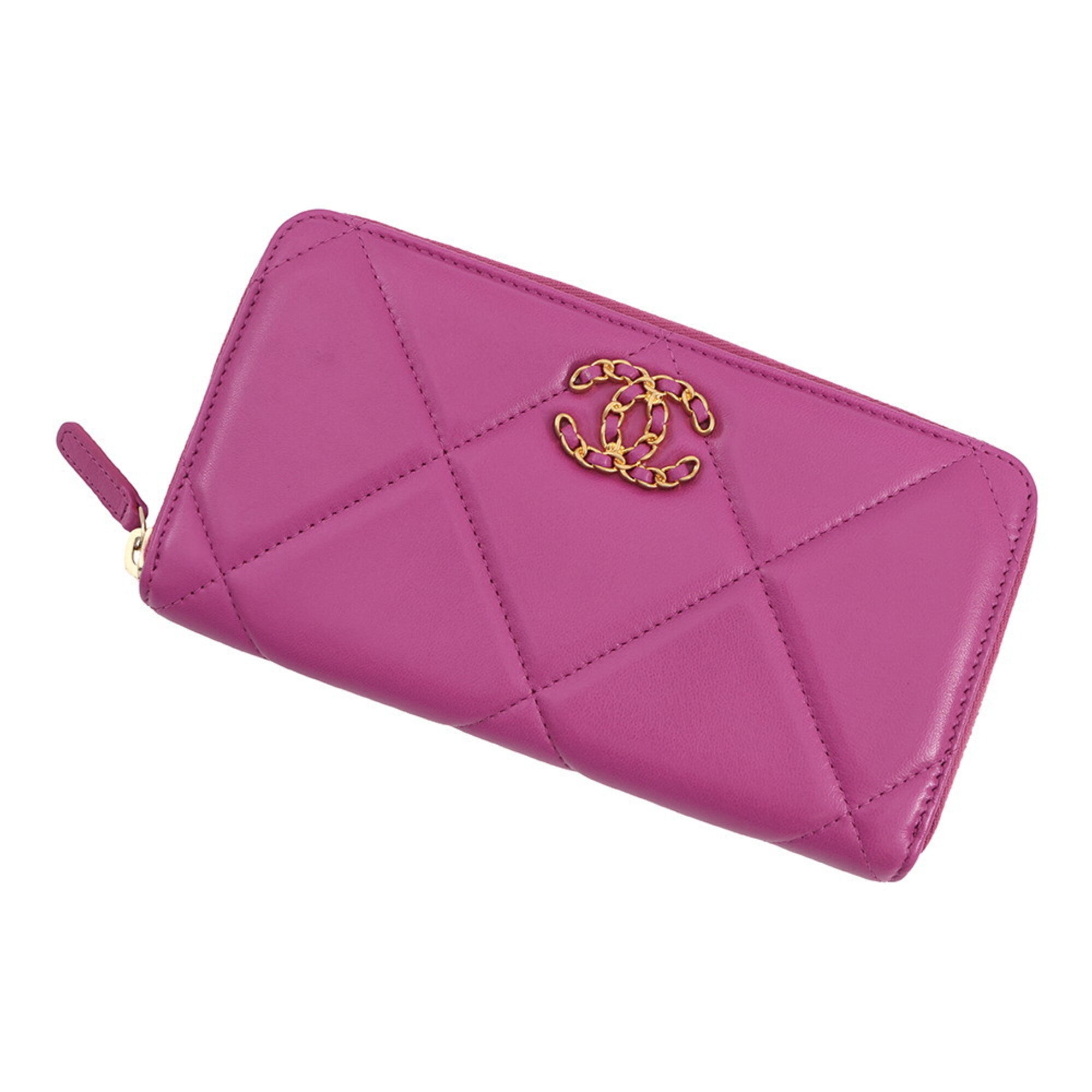Chanel Purple Leather Long Wallet (Bi-Fold) (Pre-Owned)
