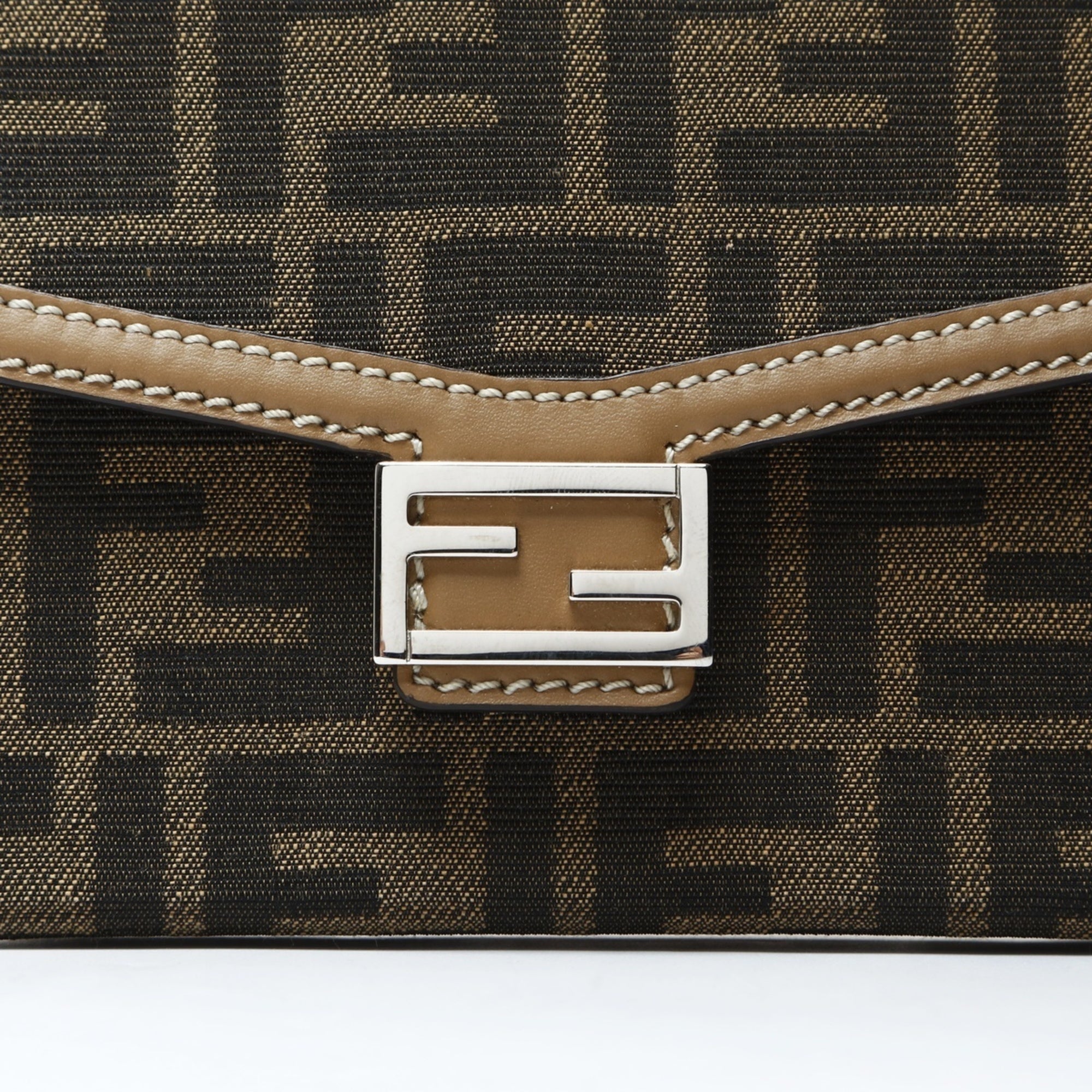 Fendi Zucca Brown Pouch Shoulder Bag (Pre-Owned)