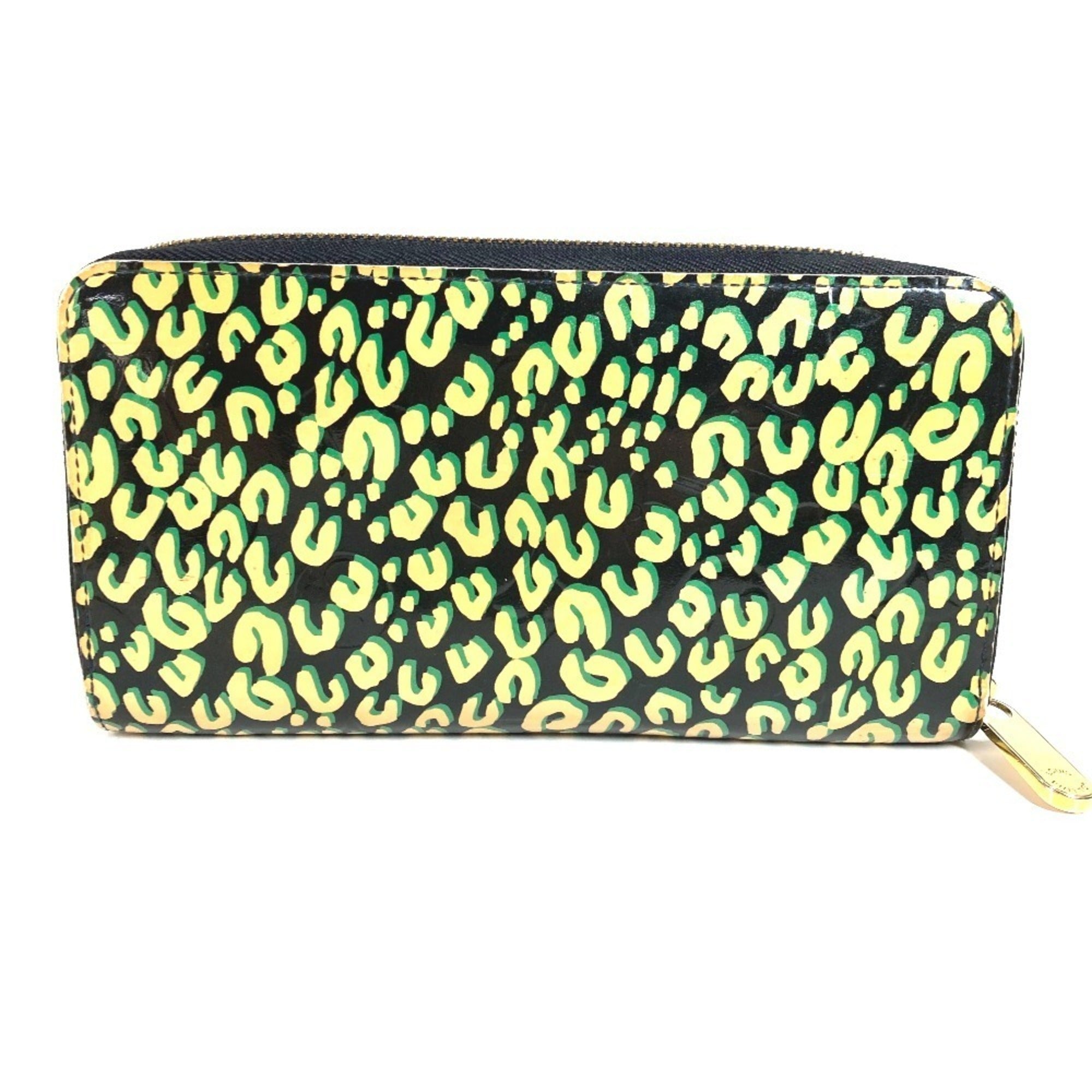 Louis Vuitton Black Green Patent Leather Long Wallet (Bi-Fold) (Pre-Owned)