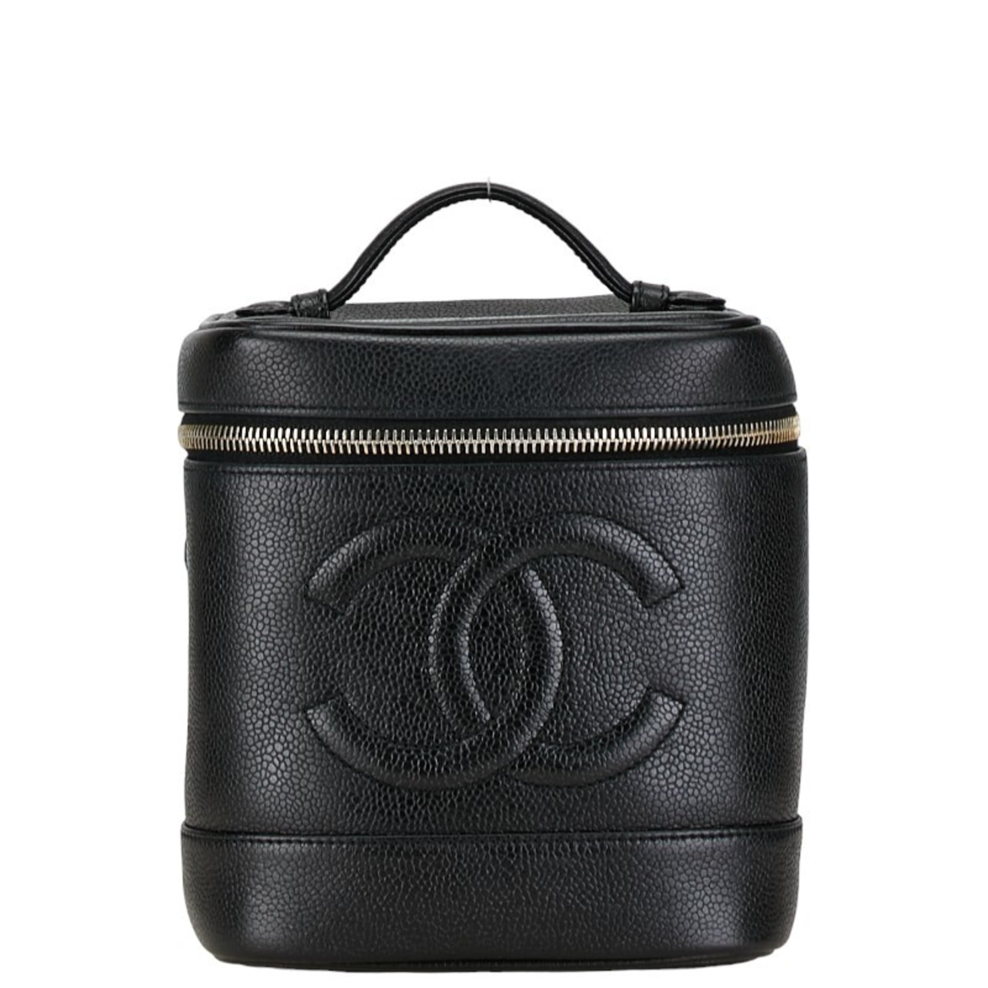 Chanel Caviar Skin Black Gold Caviar Leather Handbag Vanity Bag (Pre-Owned)
