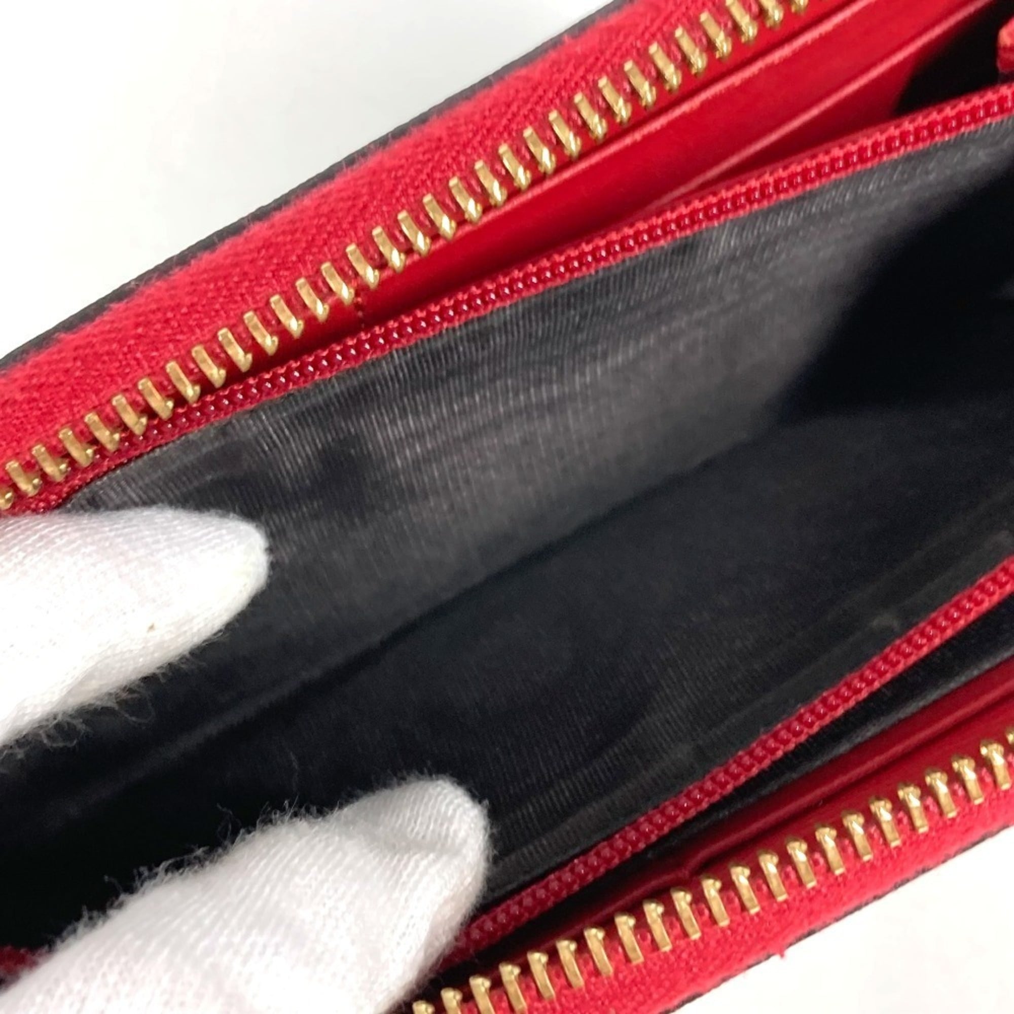 Gucci Beige Red Color Gg Supreme Long Wallet (Bi-Fold) (Pre-Owned)
