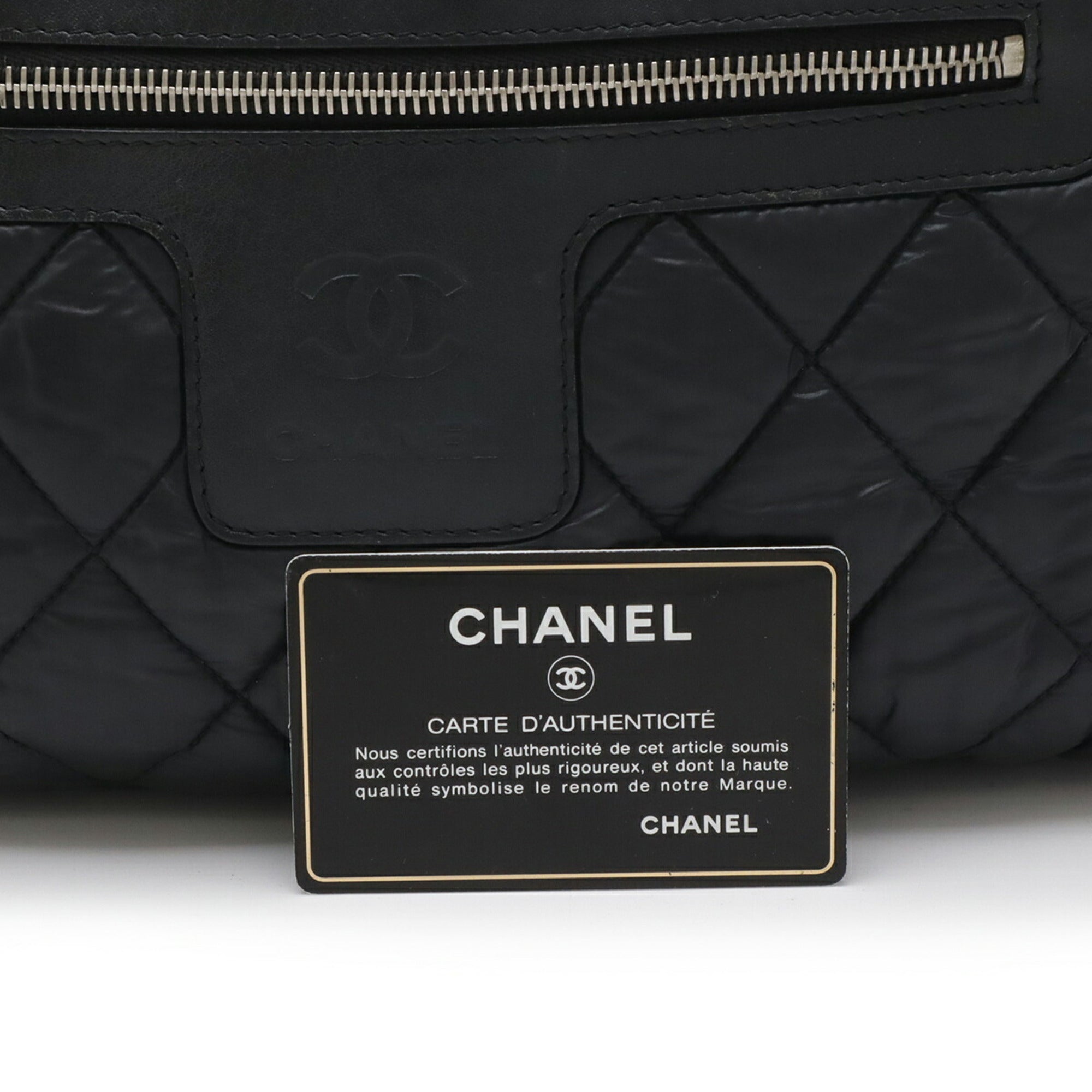 Chanel Black Nylon Leather Handbag Tote Bag (Pre-Owned)