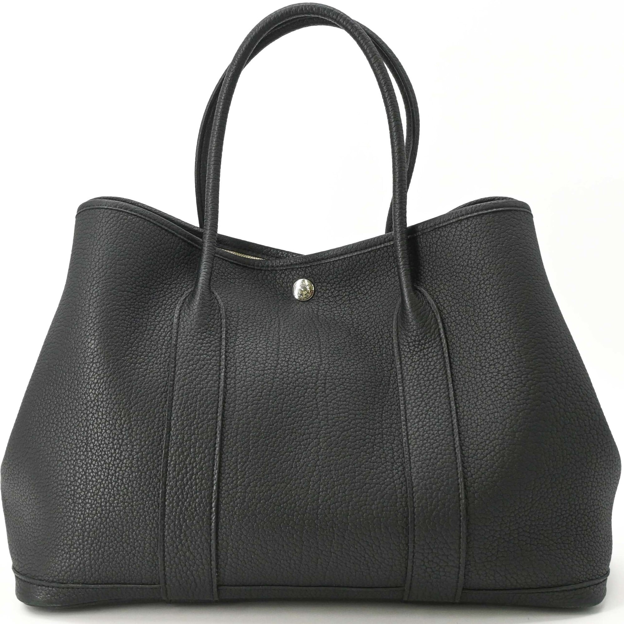 Hermes Garden Black Negonda Leather Handbag Tote Bag (Pre-Owned)