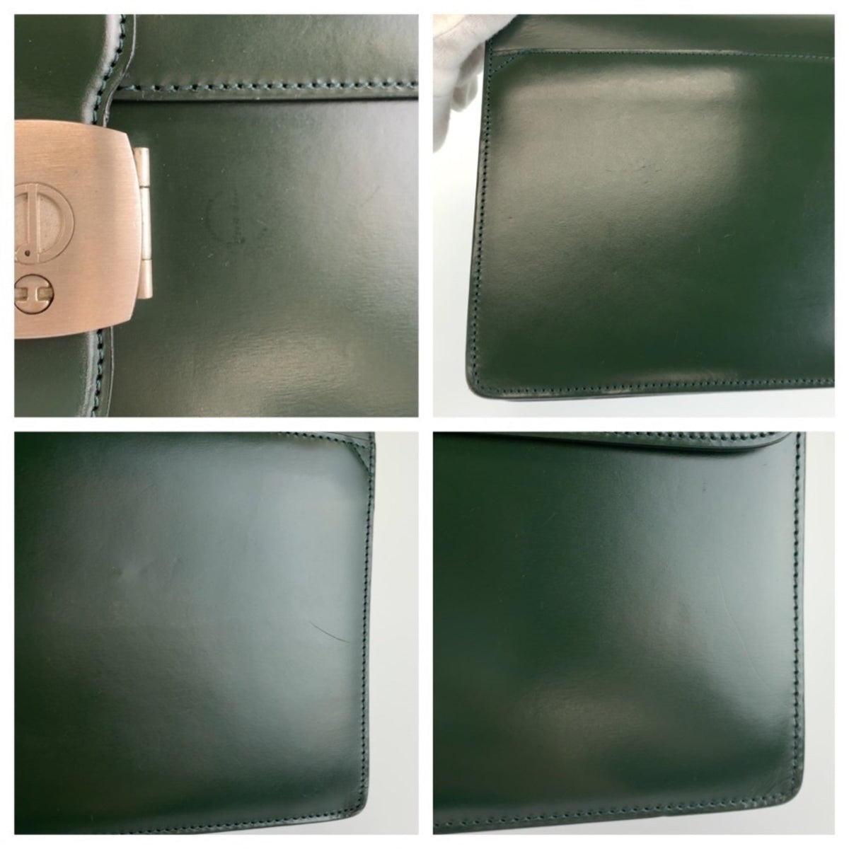 Dunhill Green Leather Clutch Bag (Pre-Owned)