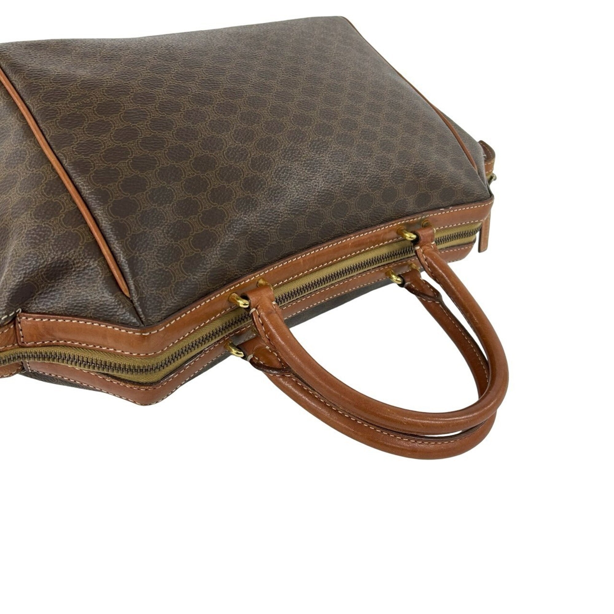 Celine Brown Pvc Leather Boston Bag Handbag Shoulder Bag (Pre-Owned)