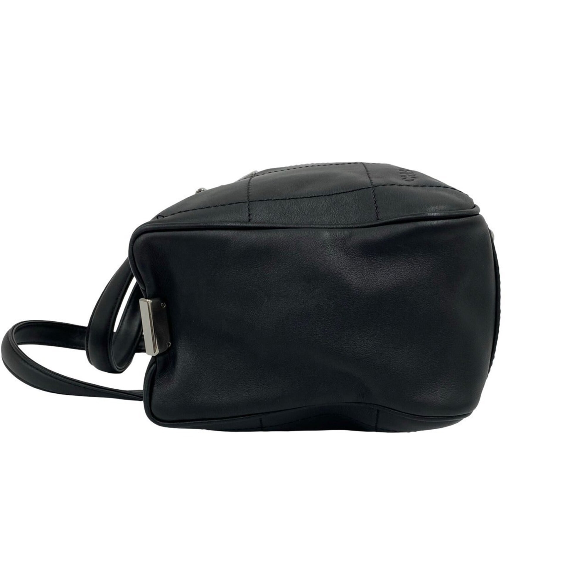 Chanel Black Leather Boston Bag Handbag (Pre-Owned)