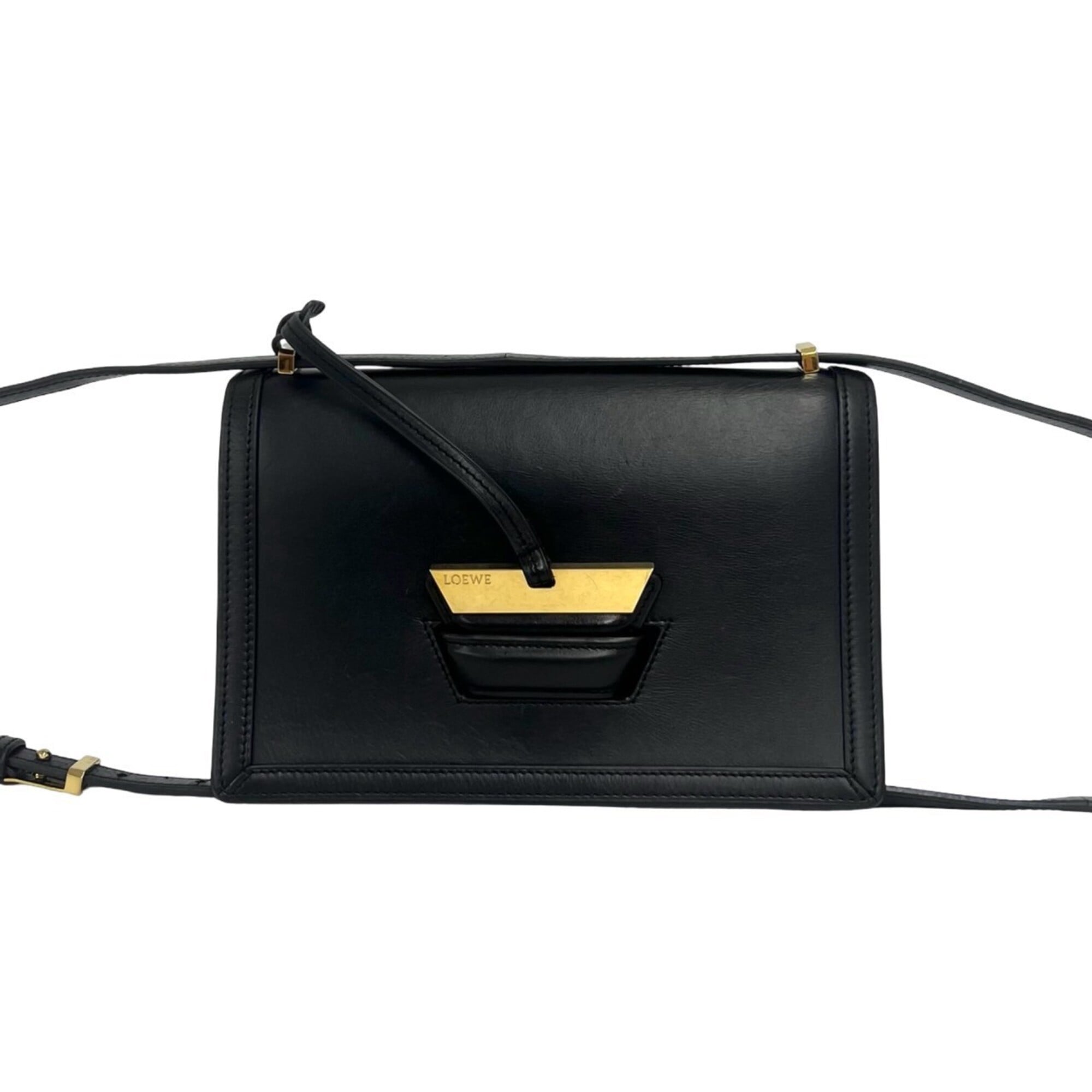 Loewe Black Leather Handbag Pochette Shoulder Bag (Pre-Owned)