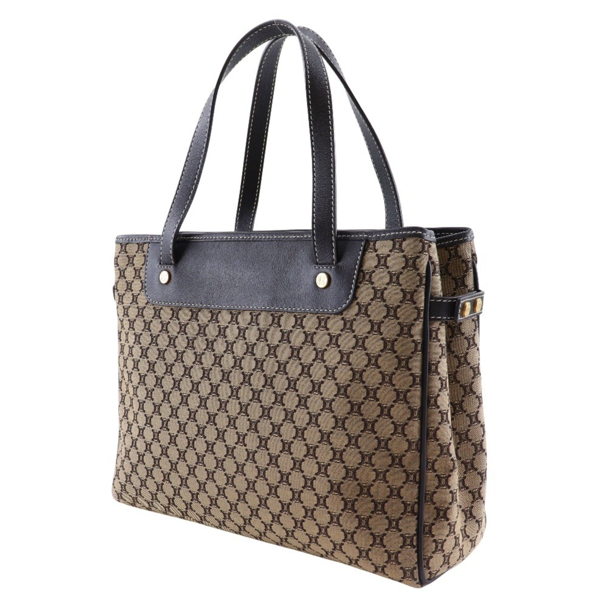 Celine Macadam Brown Canvas Leather Handbag (Pre-Owned)