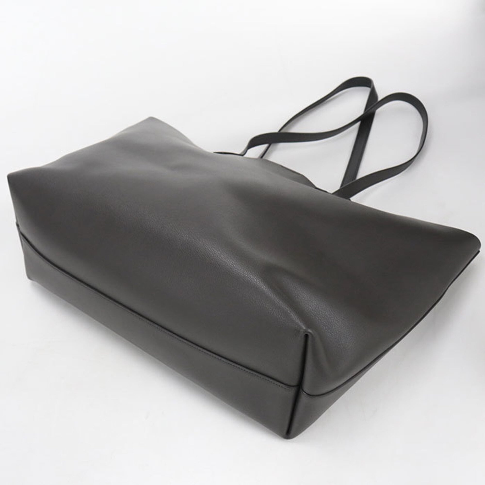 Saint Laurent Gray Leather Pouch Tote Bag (Pre-Owned)