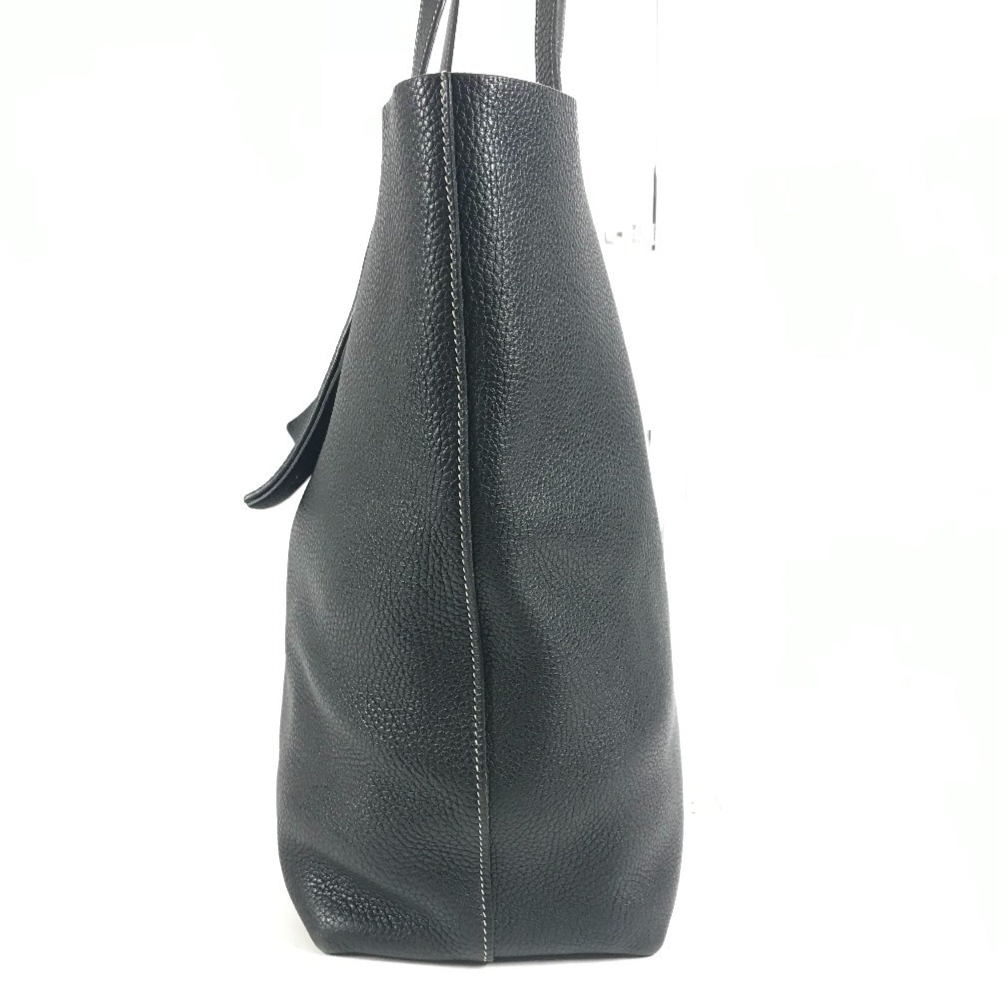 Hermes Black Leather Shoulder Bag Tote Bag (Pre-Owned)