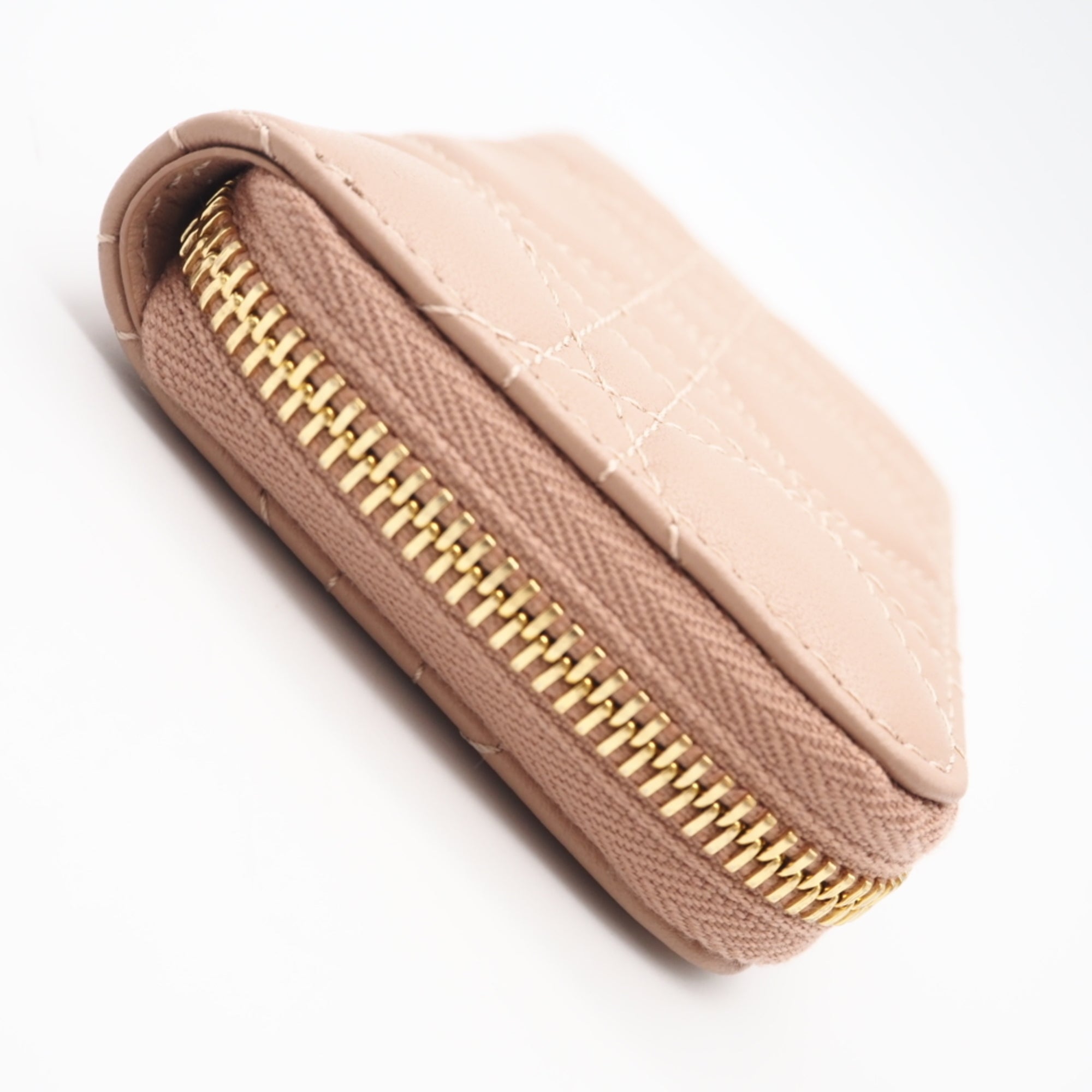 Christian Dior Lady Dior Pink Beige Leather Coin Purse/Coin Case (Pre-Owned)
