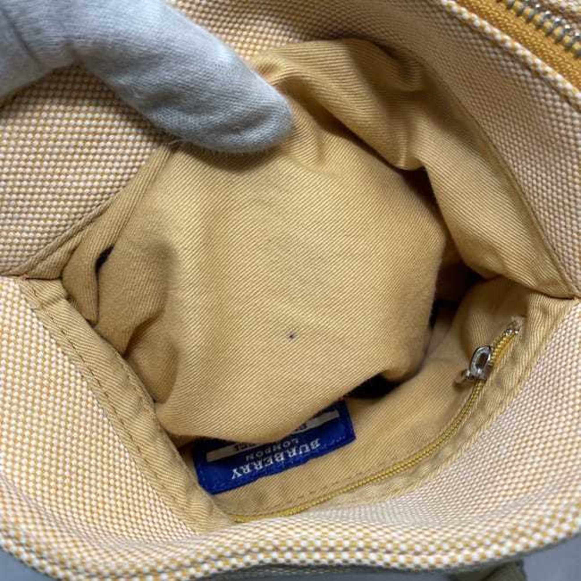 Burberry Beige Orange Canvas Shoulder Bag (Pre-Owned)