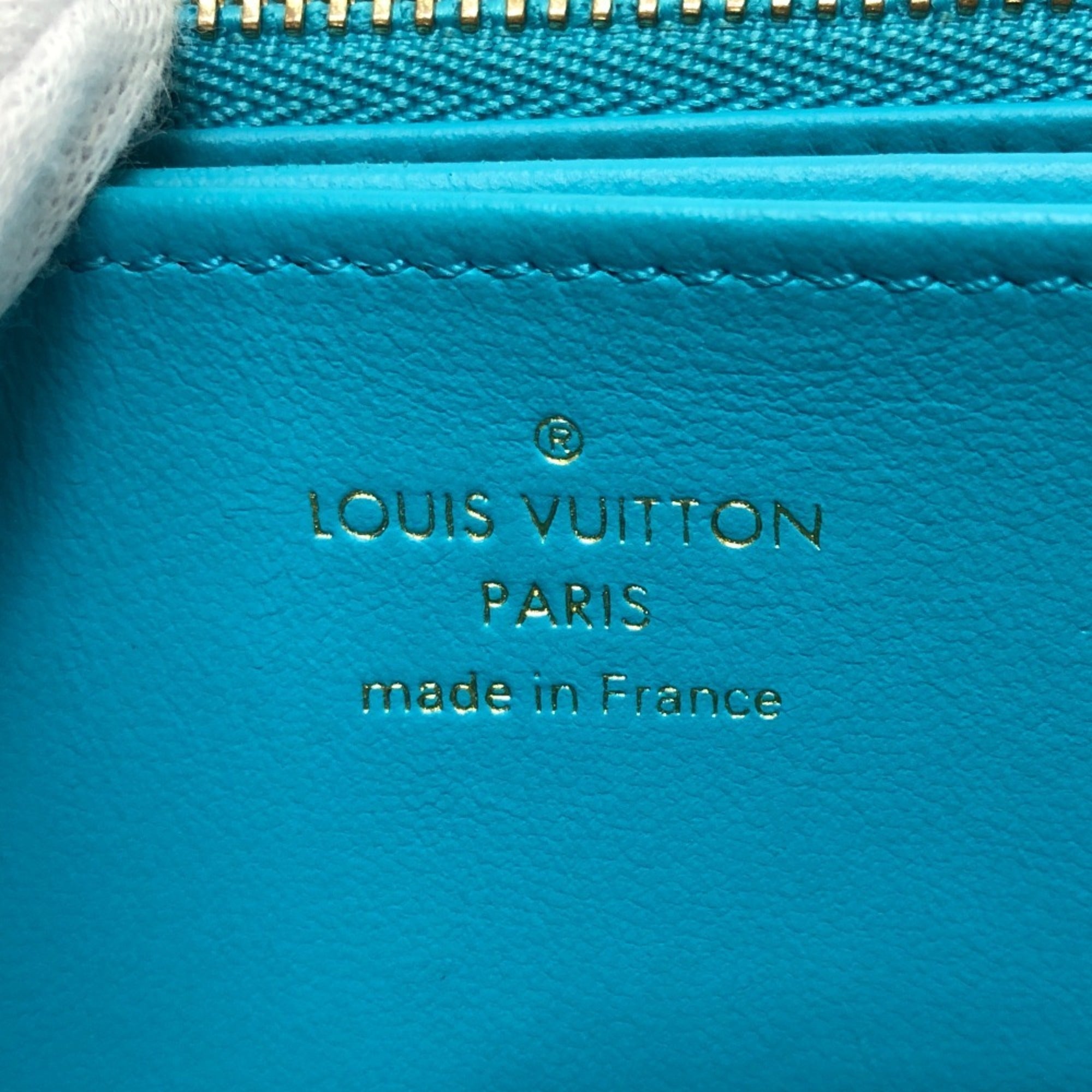 Louis Vuitton Monogram Gold Blue Leather Long Wallet (Bi-Fold) (Pre-Owned)