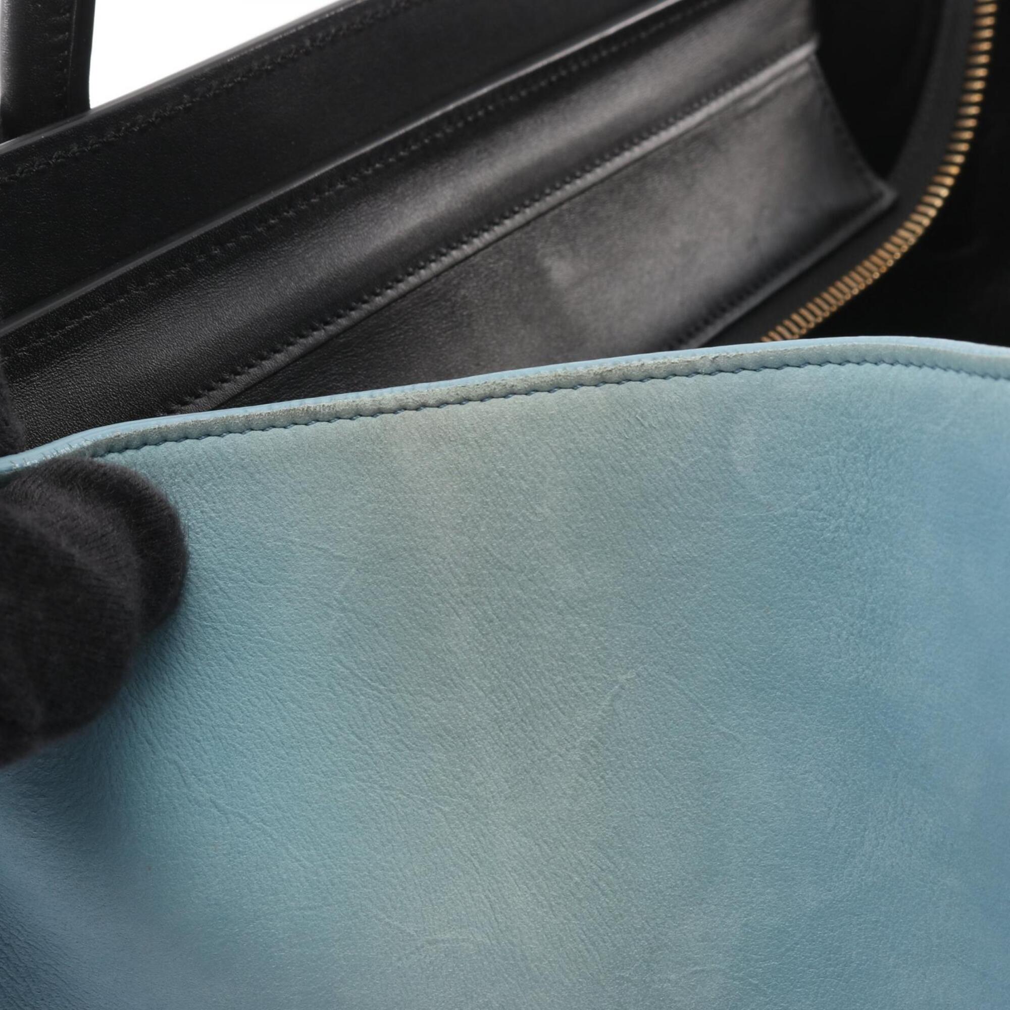 Celine Black Blue Navy Leather Handbag Tote Bag (Pre-Owned)