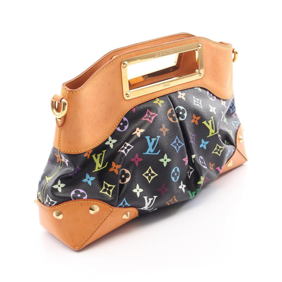 Louis Vuitton Black Noir Monogram Multicolore Coated Canvas Leather Handbag (Pre-Owned)