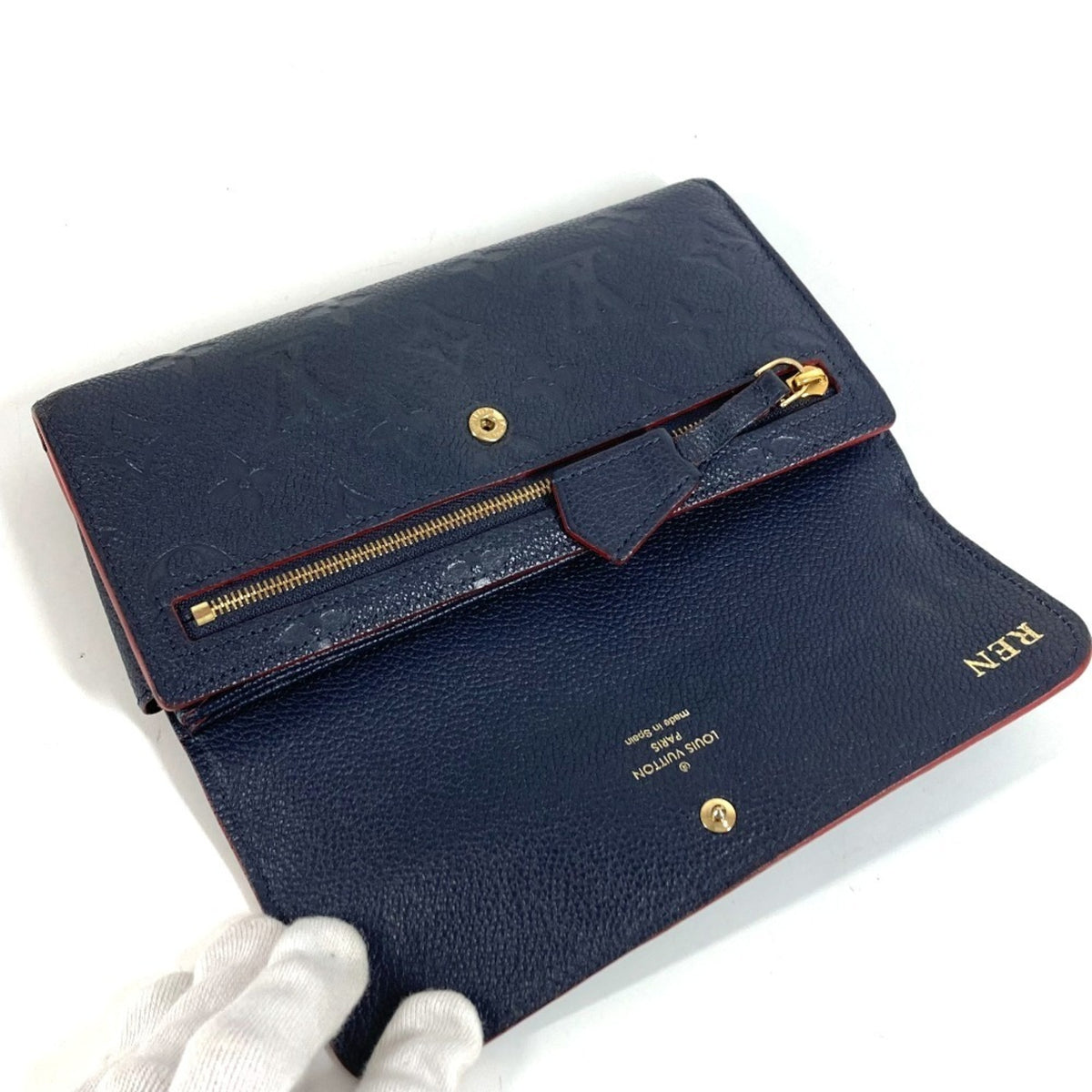 Louis Vuitton Galle Marine Rouge Navy Red Color Monogram Empreinte Long Bill Wallet (Bi-Fold) (Pre-Owned)