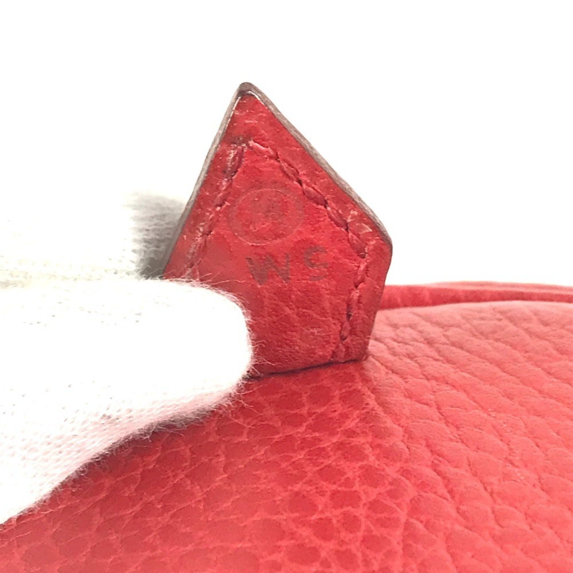 Hermes Red Color Ardennes Leather Boston Bag Handbag (Pre-Owned)