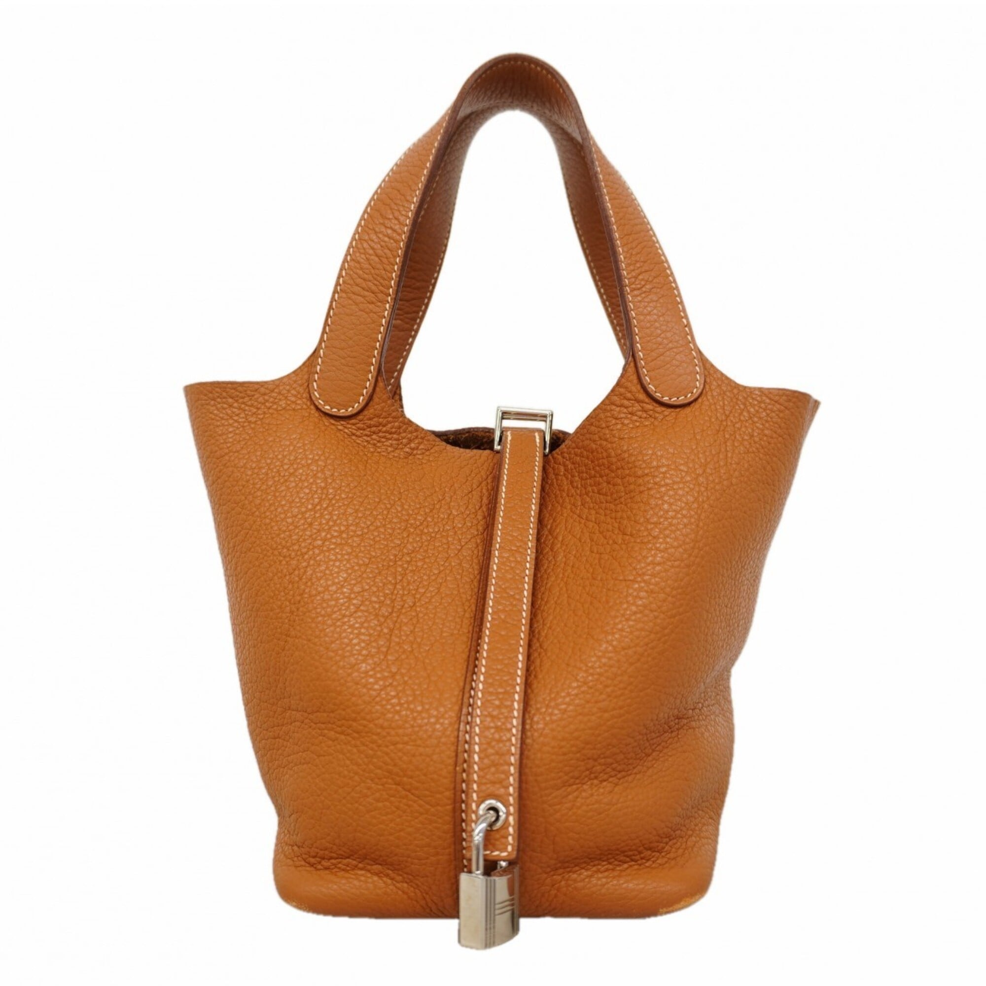 Hermes Gold Taurillon Clemence Leather Handbag (Pre-Owned)