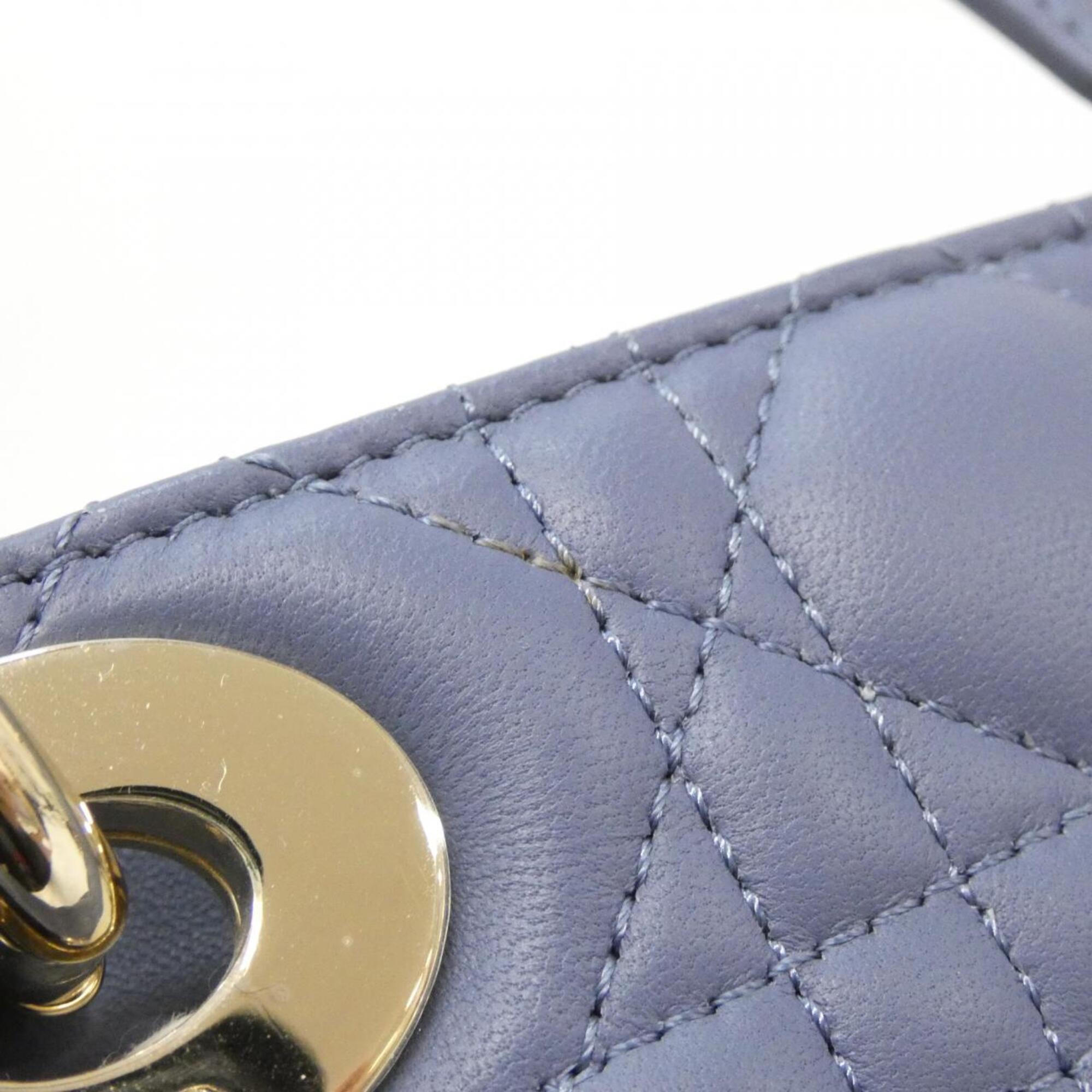 Christian Dior Lady Dior Blue Leather Handbag (Pre-Owned)
