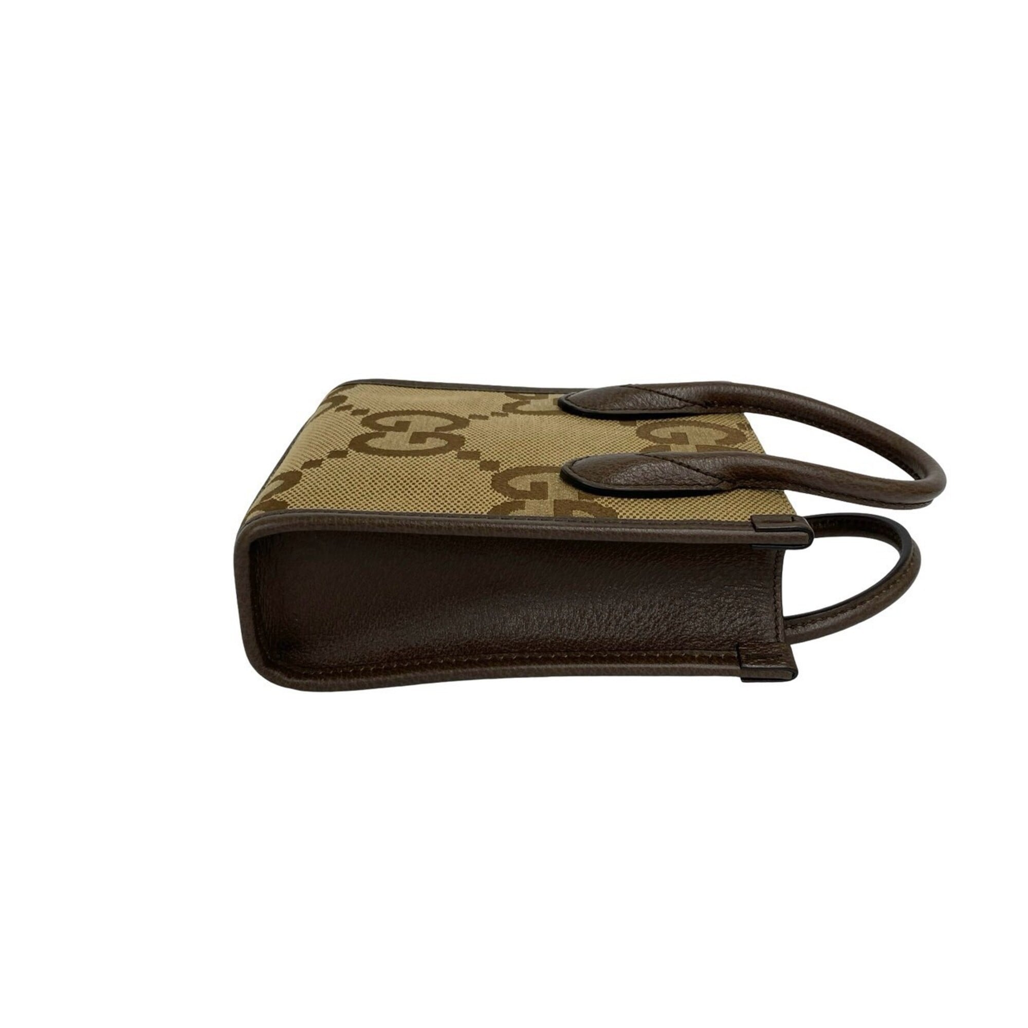 Gucci Brown Canvas Leather Handbag Shoulder Bag (Pre-Owned)