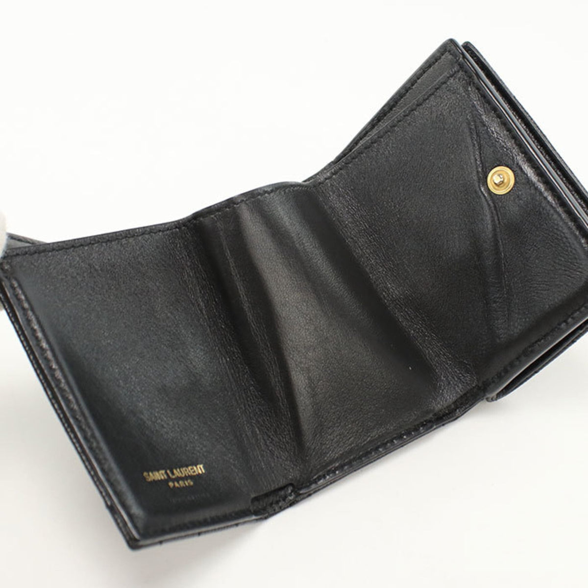 Saint Laurent Black Leather Wallet (Tri-Fold) (Pre-Owned)