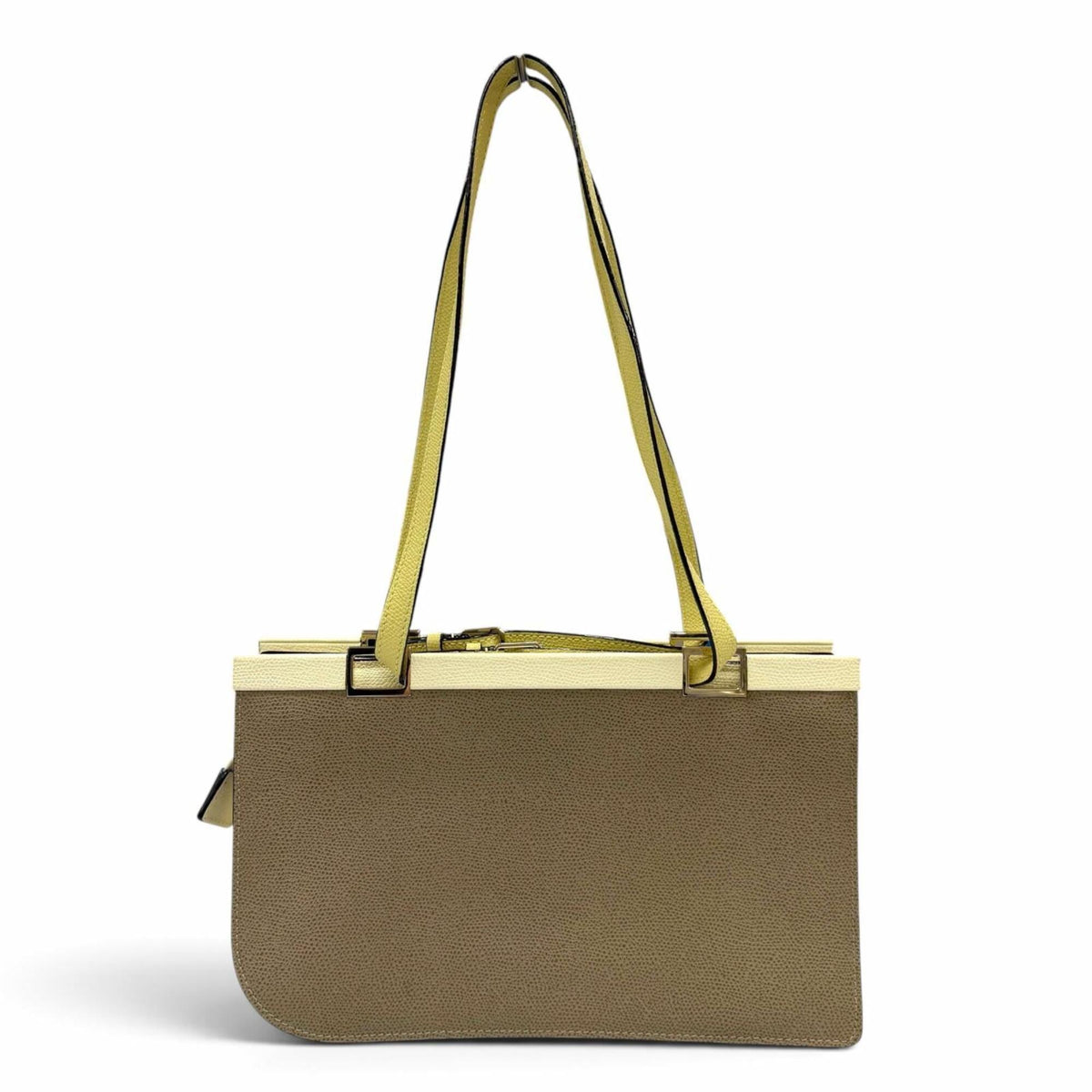 Valextra Beige Ivory Yellow Leather Handbag Tote Bag (Pre-Owned)