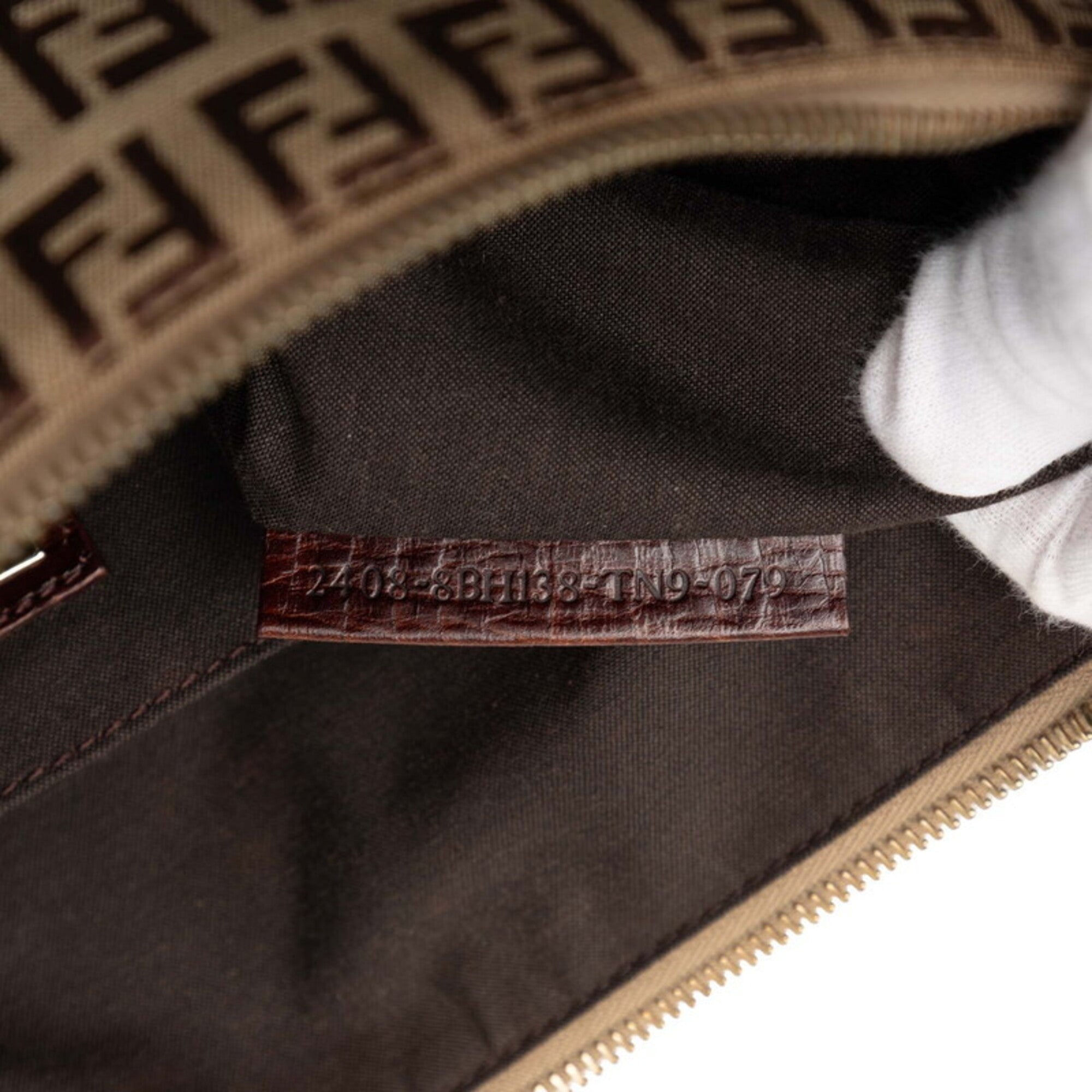 Fendi Brown Leather Canvas Handbag Tote Bag (Pre-Owned)