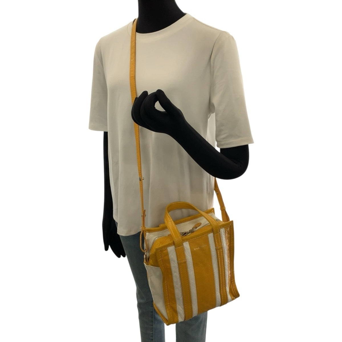 Balenciaga White Yellow Leather Shoulder Bag (Pre-Owned)