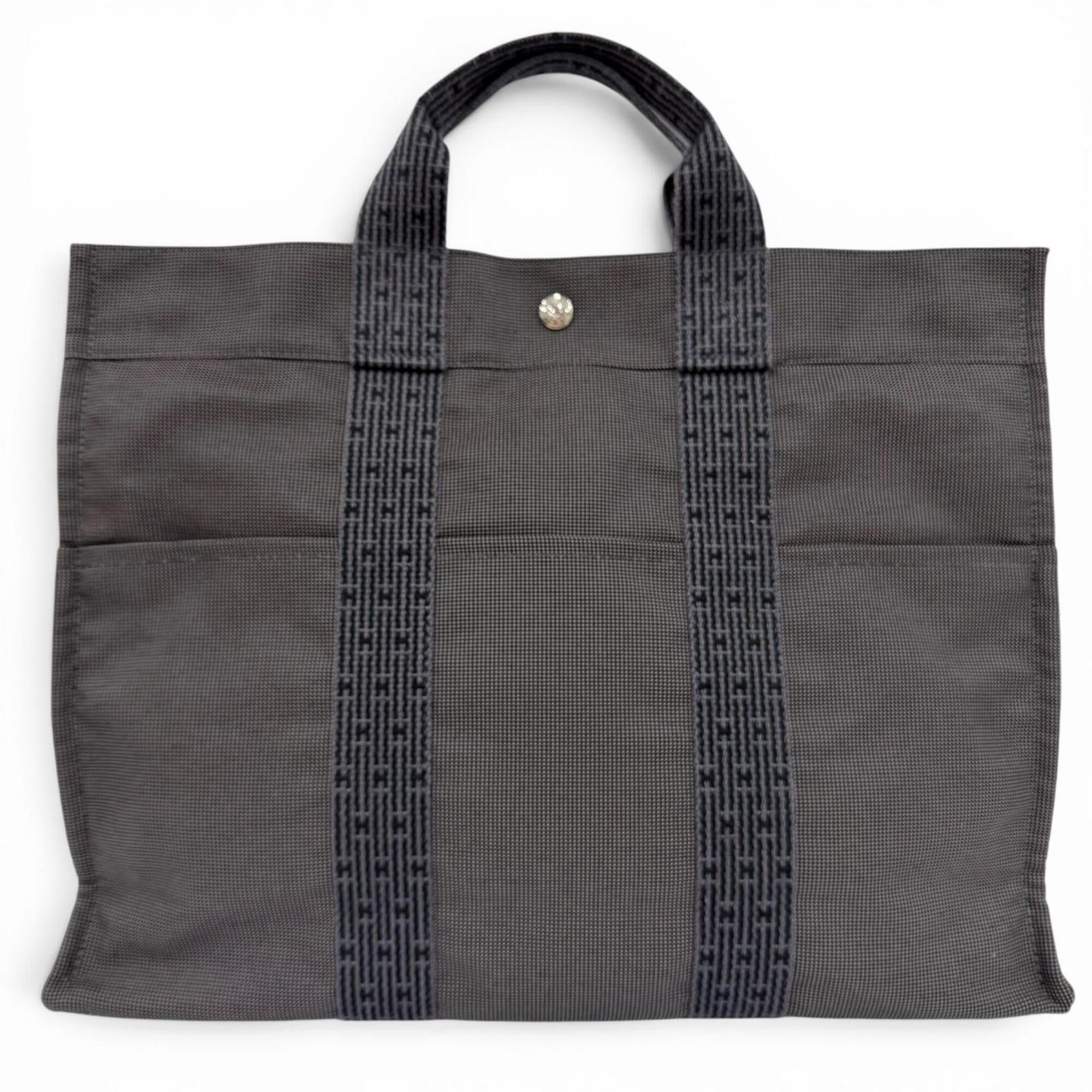 Hermes Gray Polyamide Polyester Handbag Tote Bag (Pre-Owned)