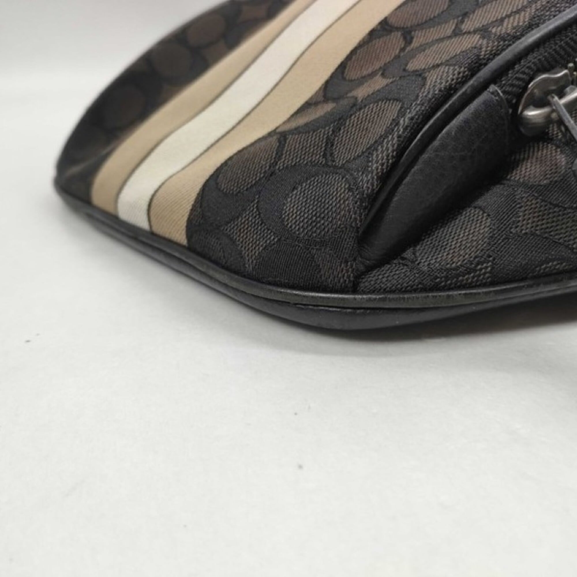 Coach Signature Black Canvas Leather Sling Bag (Pre-Owned)