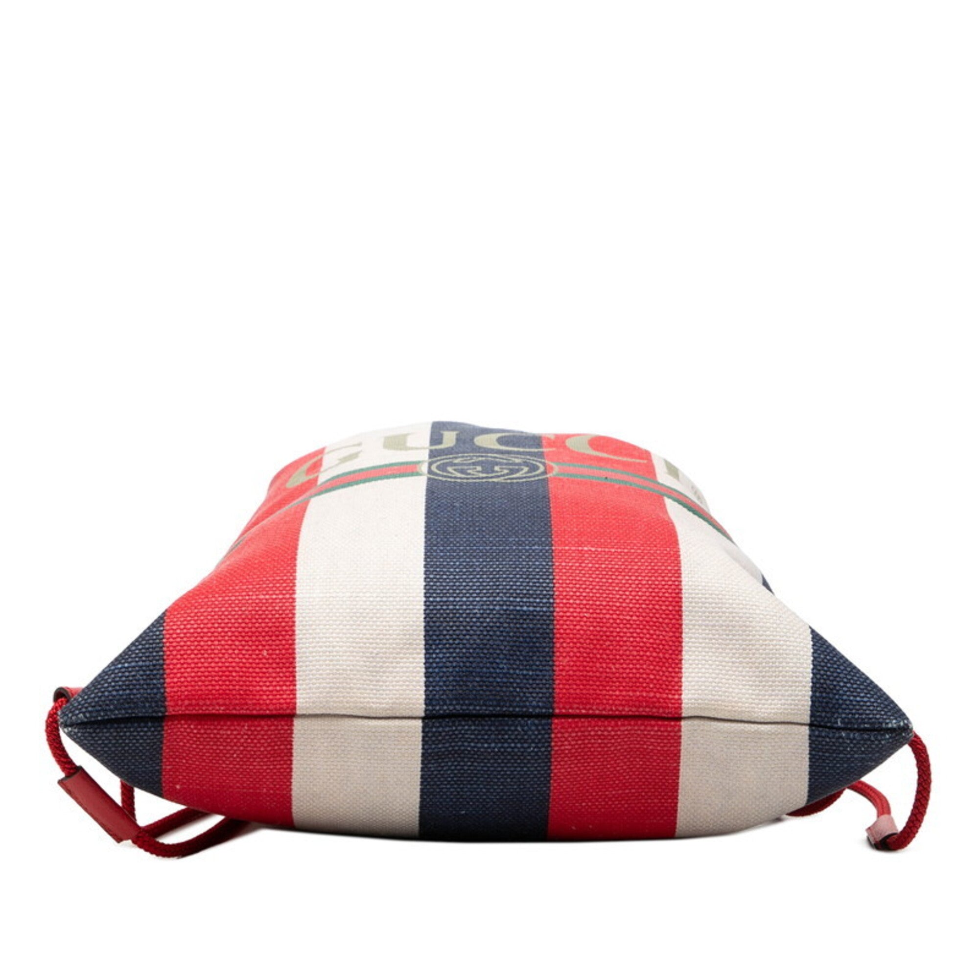 Gucci Sherry Line Red Color White Canvas Backpack (Pre-Owned)